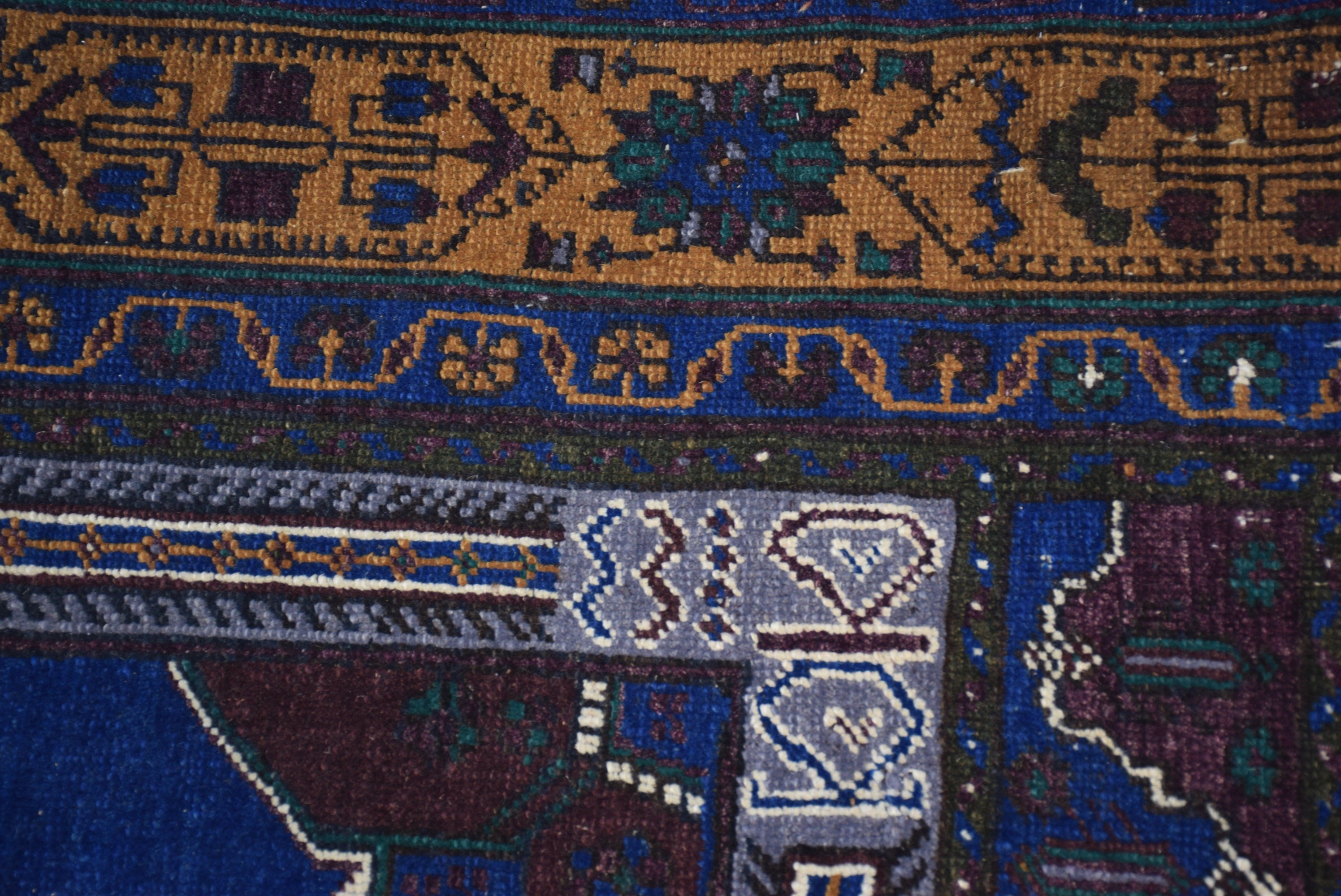 Moroccan Rug, Vintage Rug, 1.5x3.2 ft Small Rugs, Bath Rug, Turkish Rug, Blue Wool Rugs, Nursery Rug, Kitchen Rug, Rugs for Bathroom