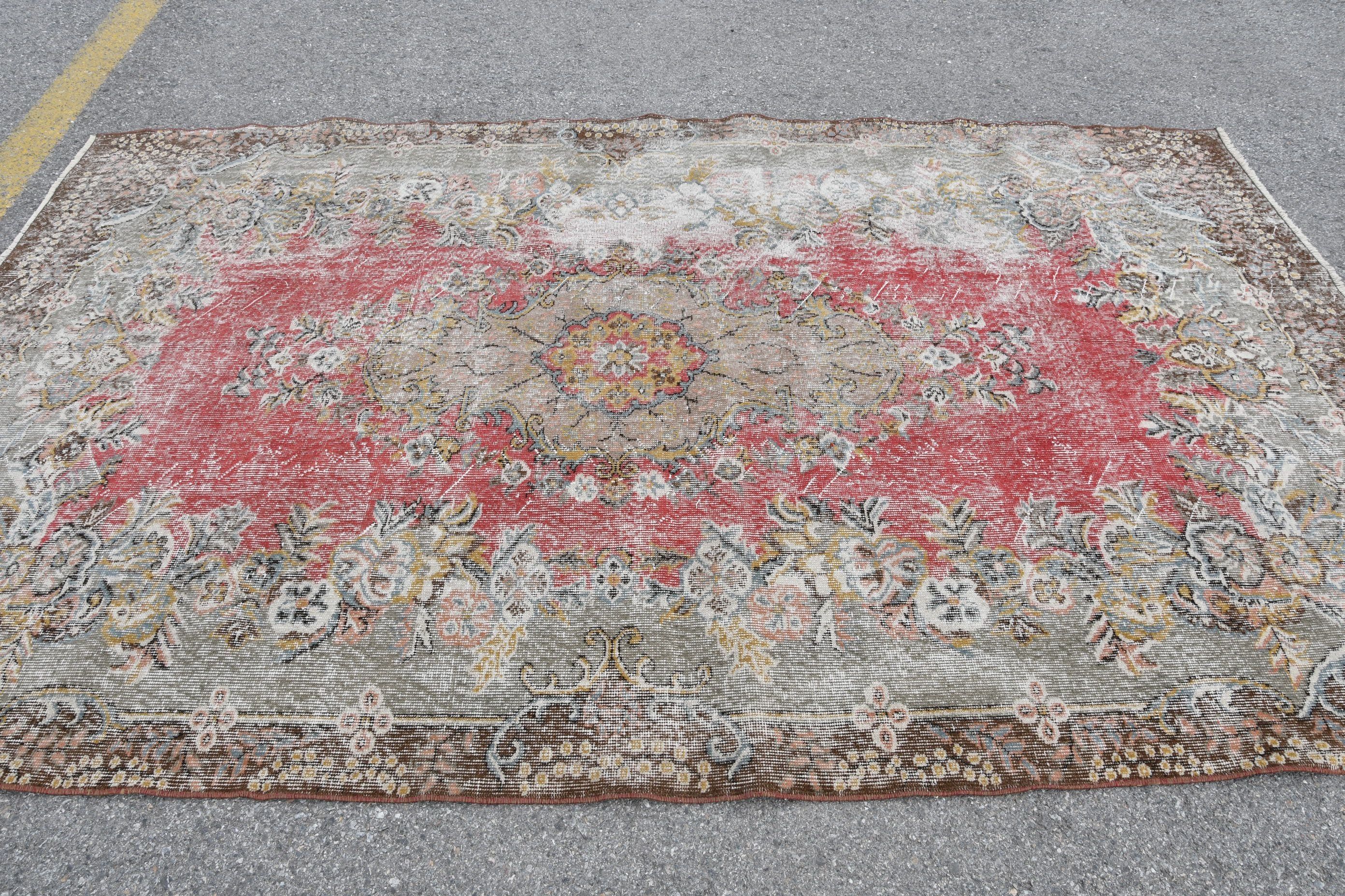 Oushak Halı, Oturma Odası Halısı, Vintage Halı, Yemek Odası Halıları, Kahverengi Oryantal Halılar, Anadolu Halısı, Sevimli Halı, Türk Halısı, 5.9x9.6 ft Büyük Halı