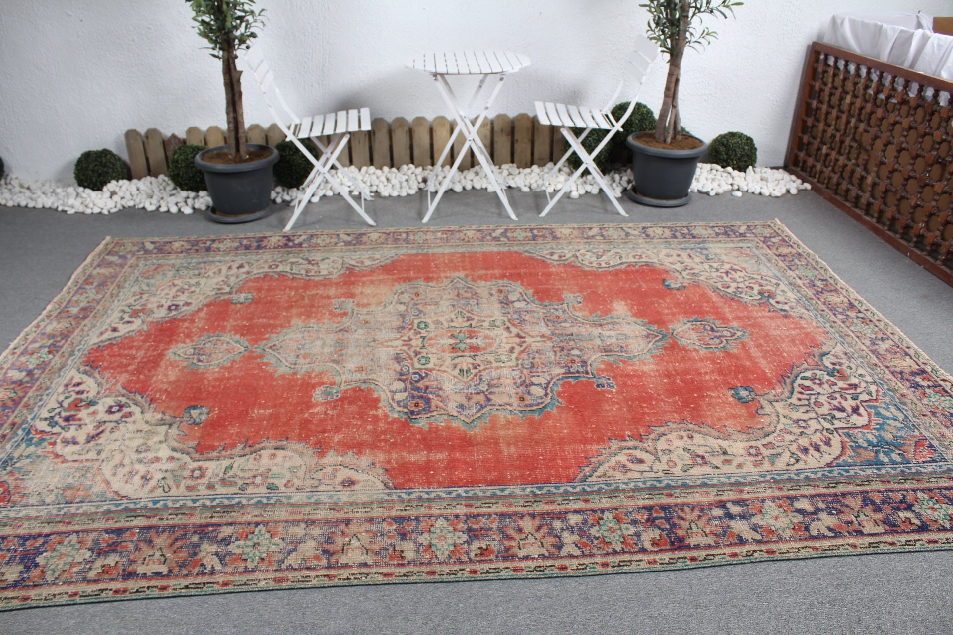 Living Room Rugs, Turkish Rug, Floor Rug, Moroccan Rug, Rugs for Saloon, Saloon Rug, Vintage Rug, Red Oushak Rug, 7.3x10.4 ft Oversize Rug