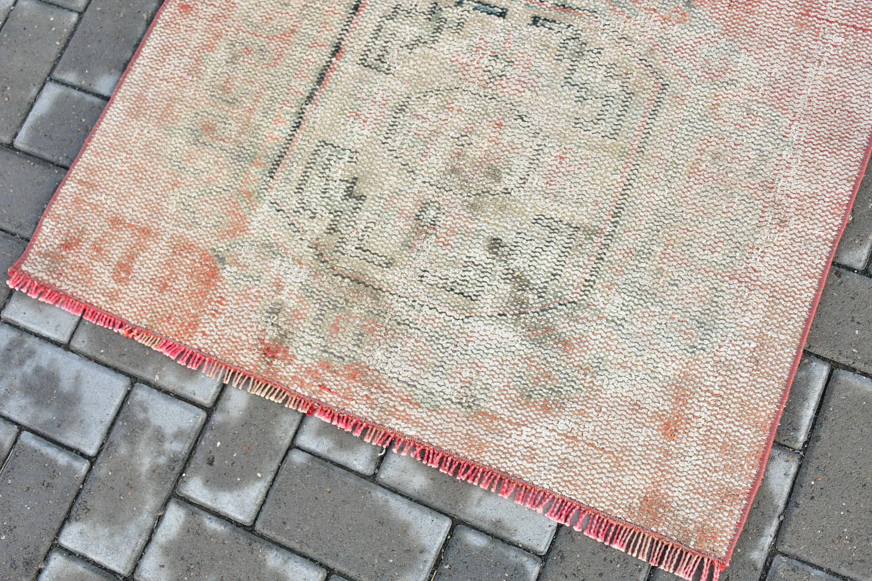 Wool Rug, Cute Rugs, Bath Rug, Red Wool Rug, Vintage Rug, 2.2x2.9 ft Small Rug, Bathroom Rug, Turkish Rugs, Kitchen Rugs, Rugs for Door Mat