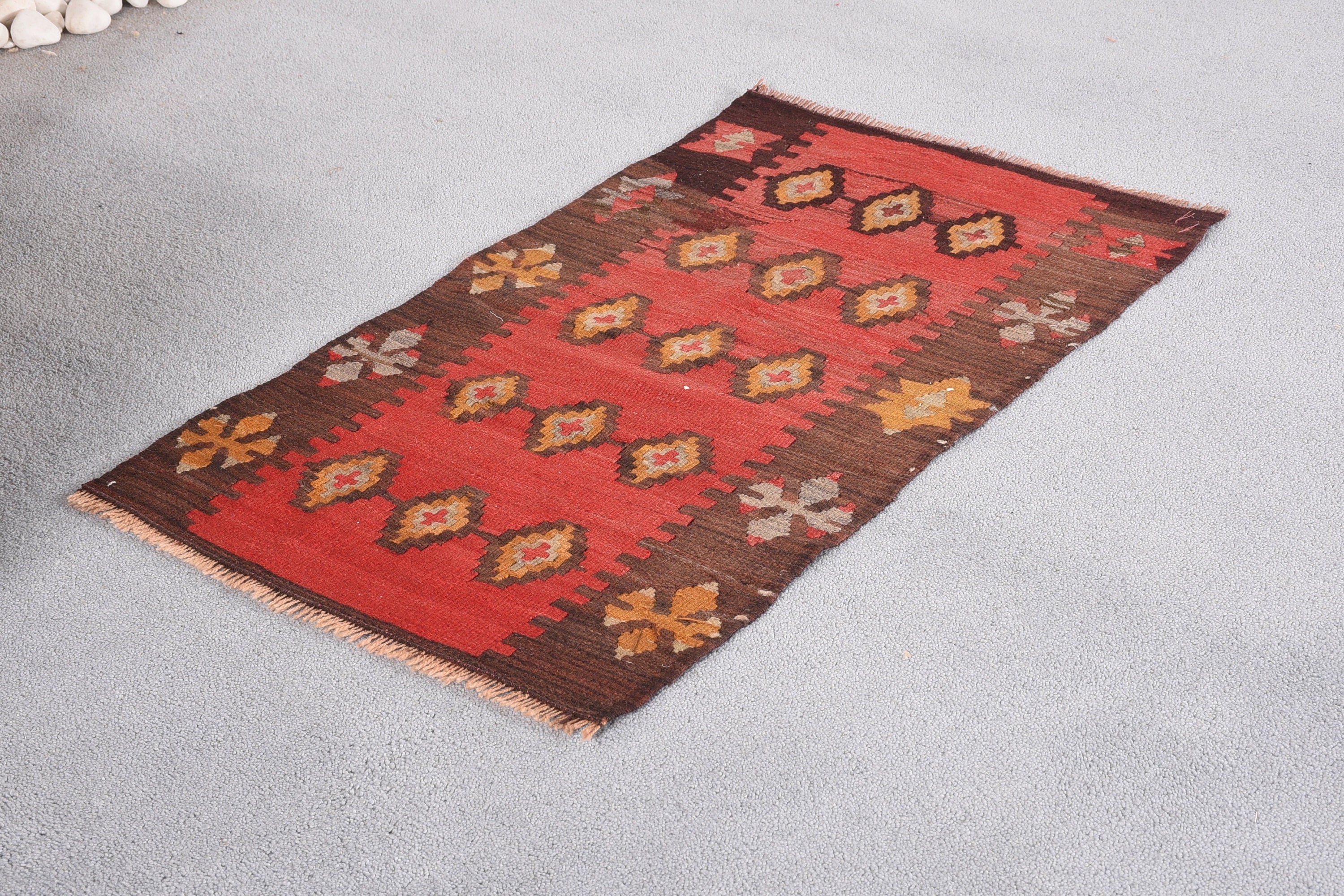 Red Cool Rugs, Turkish Rugs, Kilim, Bath Rug, Vintage Rug, Entry Rugs, 1.6x2.9 ft Small Rug, Antique Rug, Oriental Rug, Rugs for Bathroom