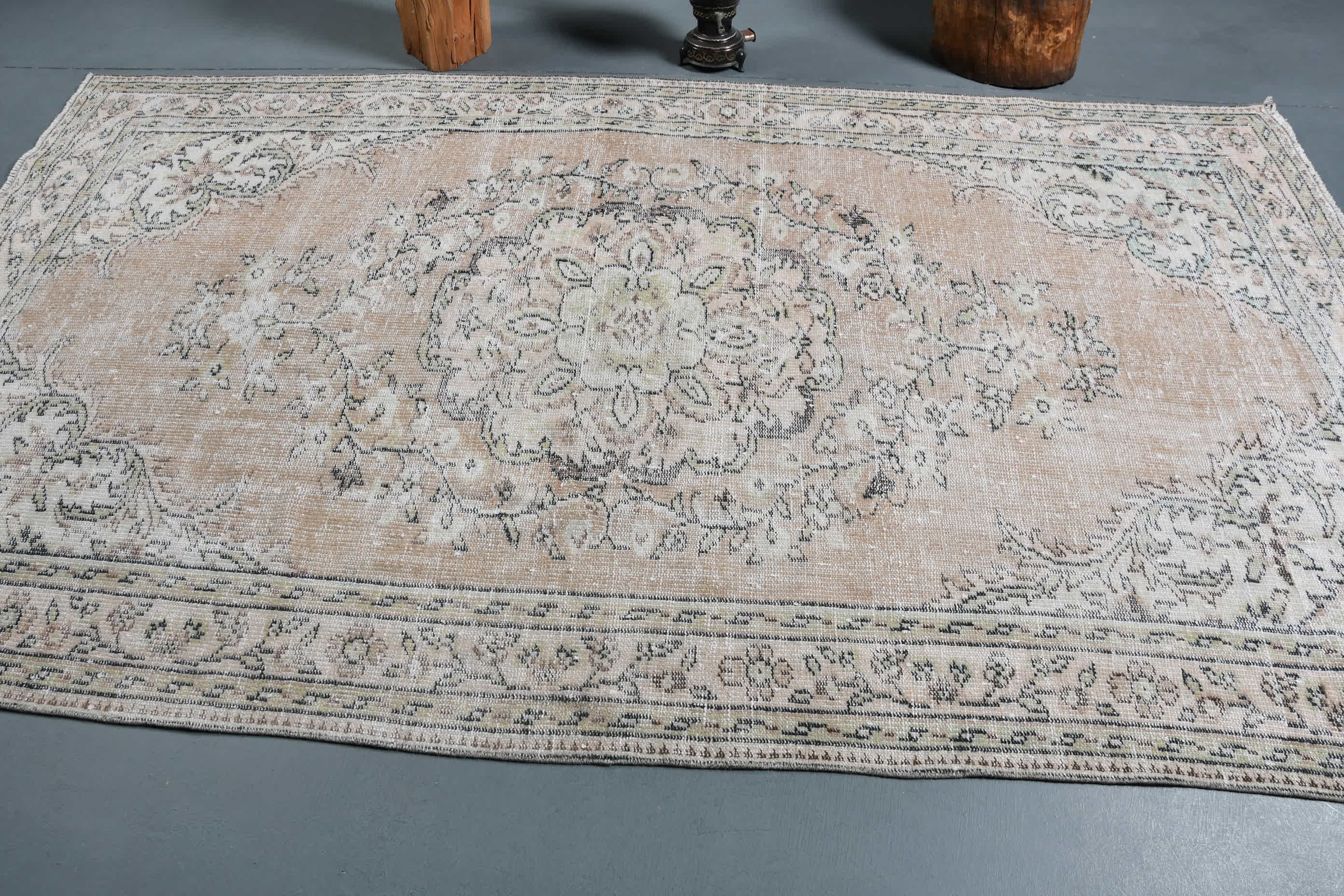 Living Room Rugs, Bedroom Rugs, Kitchen Rugs, Vintage Rug, Oushak Rug, Art Rug, Turkish Rugs, Brown  5.4x9.3 ft Large Rug