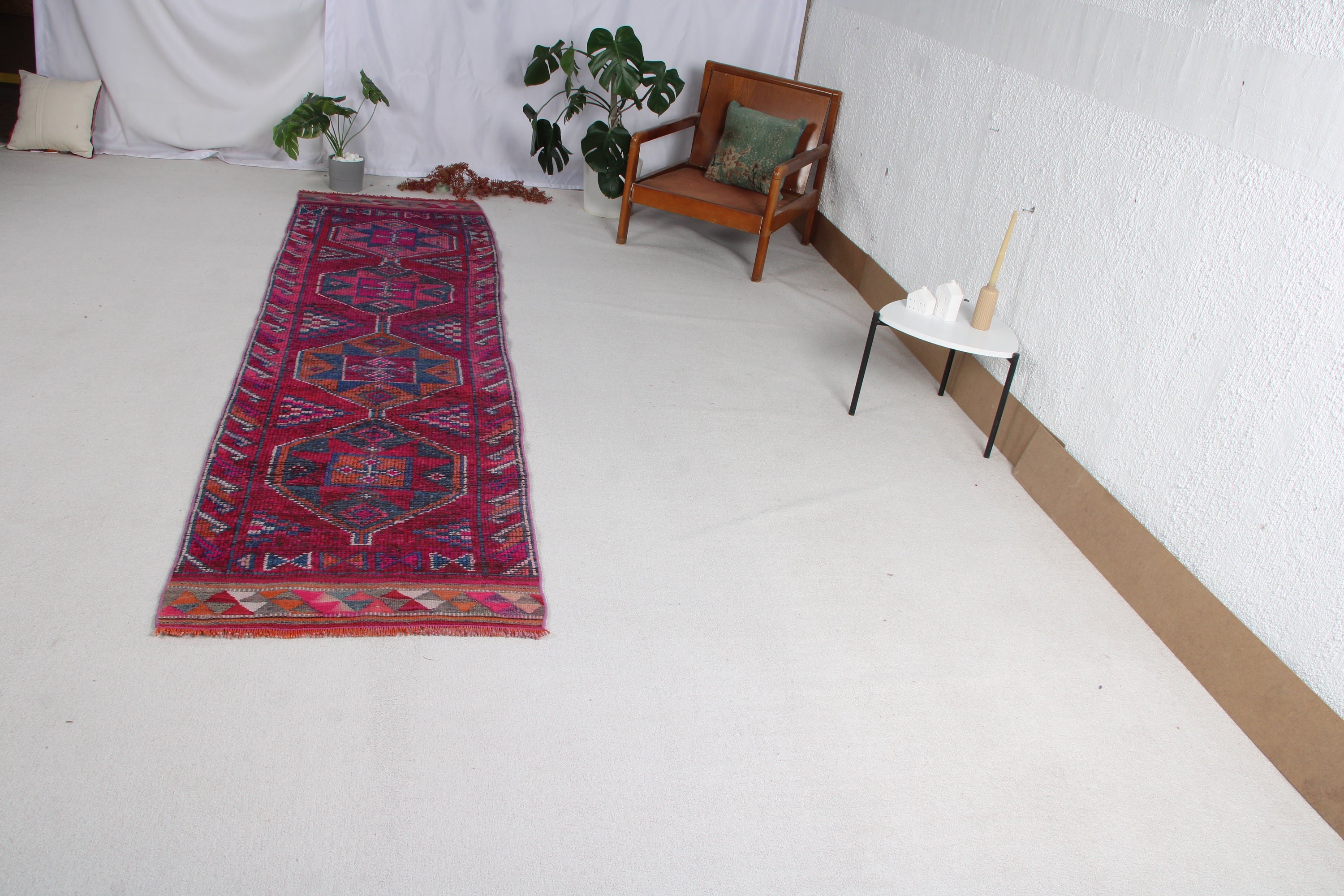 Yün Halı, Geometrik Halılar, Mor Ev Dekorasyonu Halısı, 2.8x10.5 ft Runner Halıları, Mutfak Halıları, Koridor Halıları, Vintage Halılar, Türk Halıları