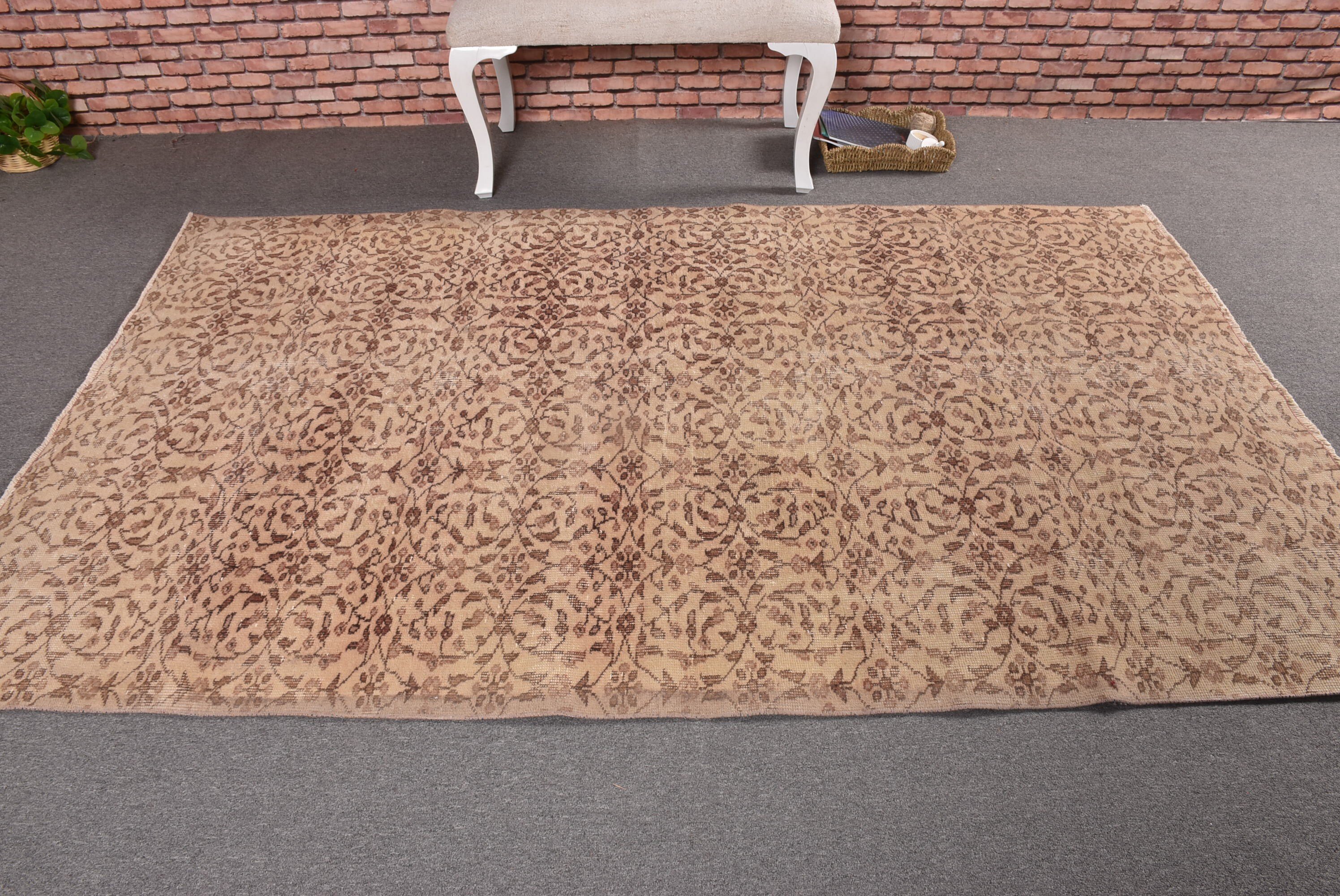 Beige Luxury Rugs, Living Room Rug, Oriental Rug, Vintage Rug, Vintage Area Rugs, Turkish Rug, Handwoven Rugs, 4.9x7.8 ft Area Rugs