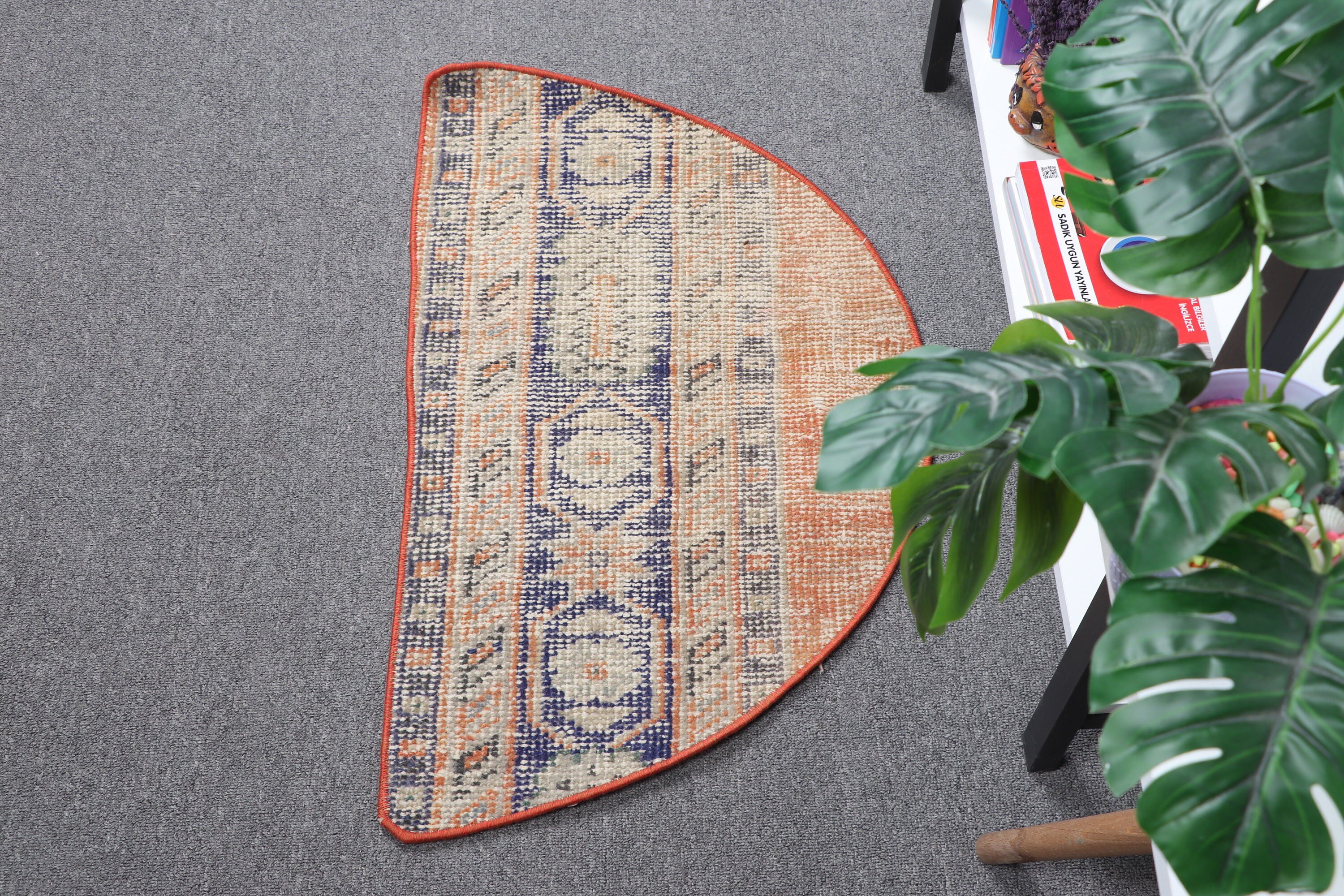 Bedroom Rug, Vintage Rug, Car Mat Rug, Floor Rugs, 2.5x1.5 ft Small Rug, Orange Home Decor Rug, Muted Rug, Oushak Rugs, Turkish Rugs