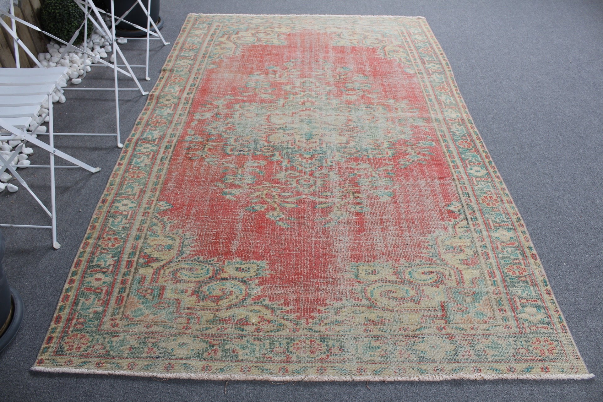 Turkish Rug, Anatolian Rug, Salon Rug, Red Kitchen Rugs, 5.3x8 ft Large Rug, Wool Rug, Rugs for Dining Room, Bedroom Rugs, Vintage Rug