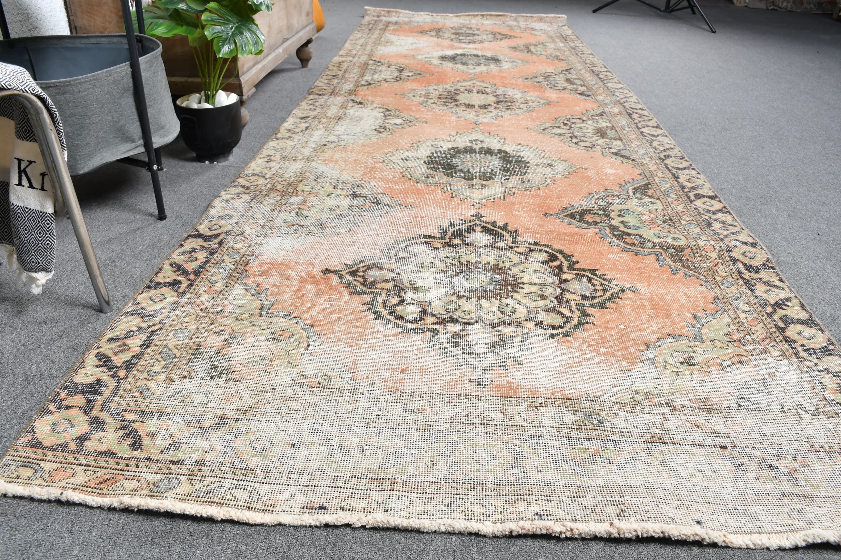 Orange Oriental Rug, Vintage Rug, Moroccan Rugs, Turkish Rugs, Bedroom Rugs, 4.2x12.7 ft Runner Rug, Stair Rug, Kitchen Rug, Old Rug