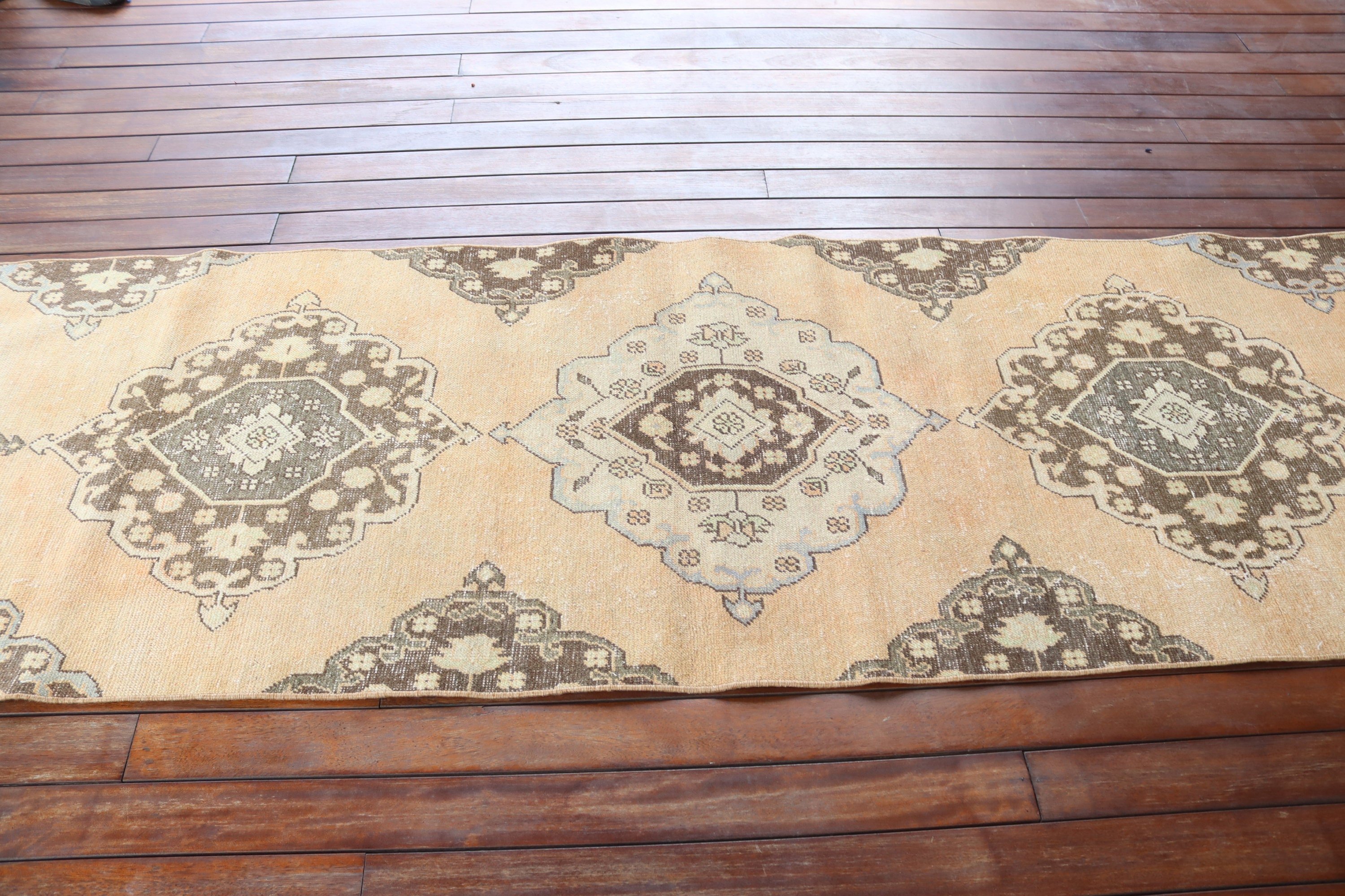 Aesthetic Rugs, Geometric Rug, Turkish Rugs, Vintage Runner Rugs, Beige Modern Rugs, 2.9x12.9 ft Runner Rug, Vintage Rugs, Kitchen Rugs