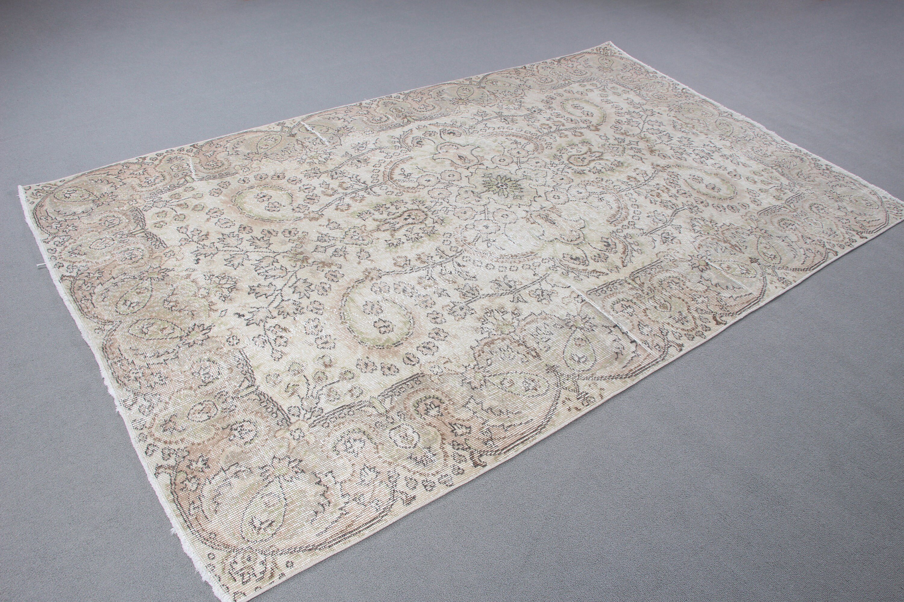 Floor Rug, Exotic Rug, Turkish Rugs, Beige Antique Rugs, Bedroom Rugs, Geometric Rugs, Vintage Rugs, Large Boho Rugs, 5.5x8.9 ft Large Rug