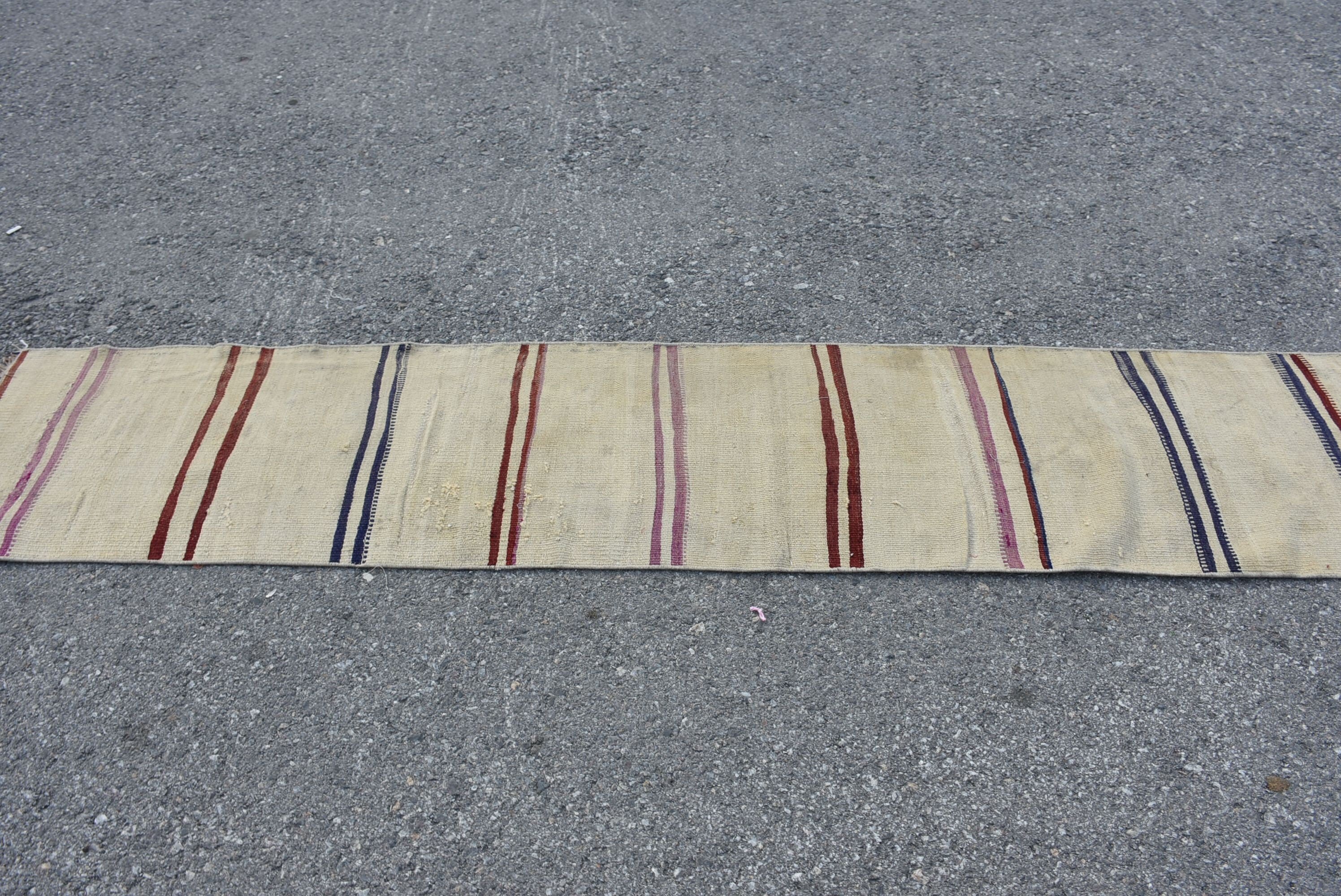 Yün Halı, Eski Halı, Türk Halıları, Beyaz Ev Dekorasyonu Halısı, Kilim, Vintage Halılar, Koridor Halısı, 1.6x8.4 ft Runner Halıları, Merdiven Halıları