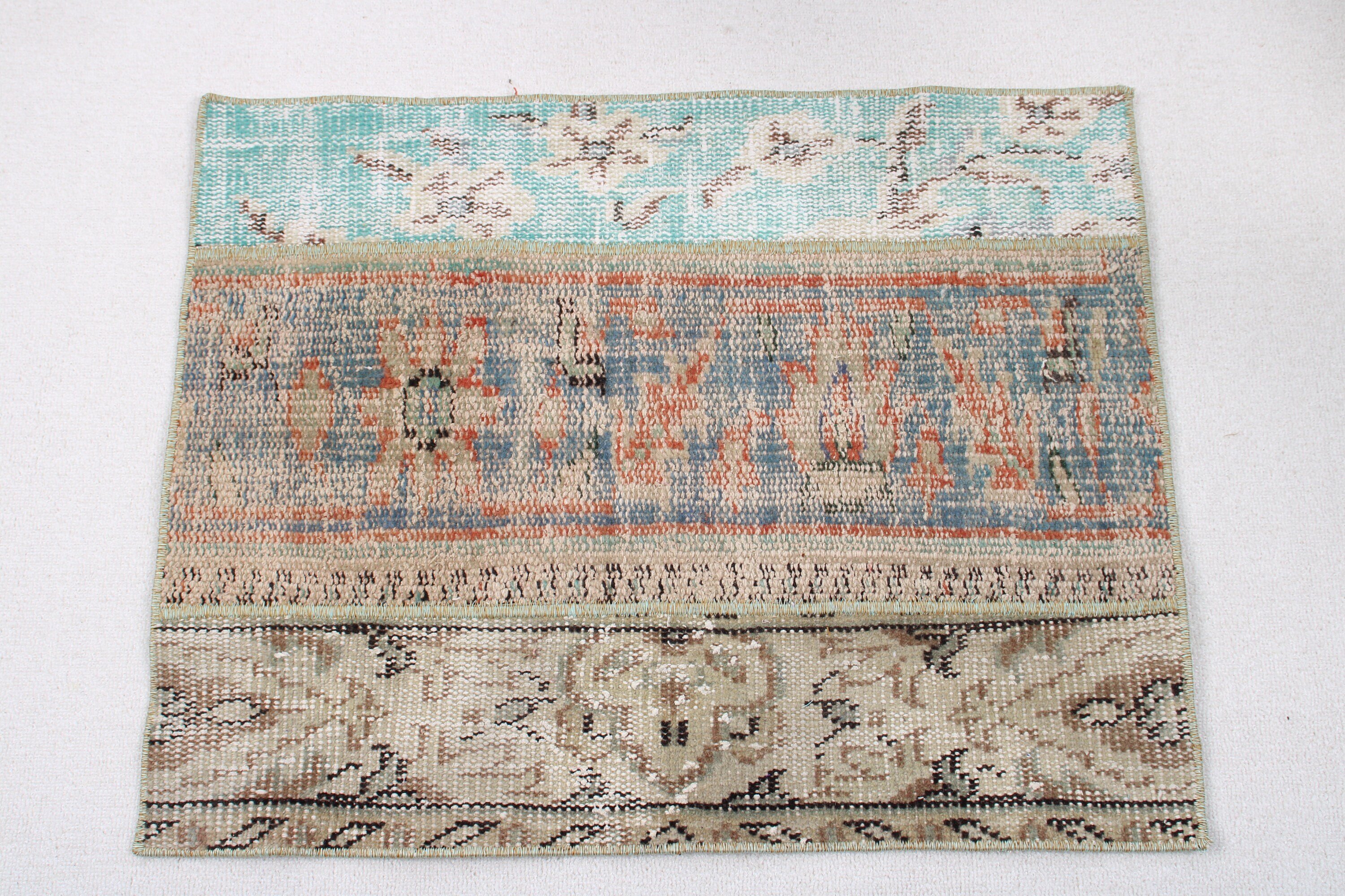 2x2,5 ft Küçük Halılar, Bildirim Halısı, Mavi El Dokuma Halı, Yatak Odası Halısı, Vintage Halılar, Giriş Halısı, Kapı Paspas Halısı, Türk Halıları, Yün Banyo Paspas Halısı