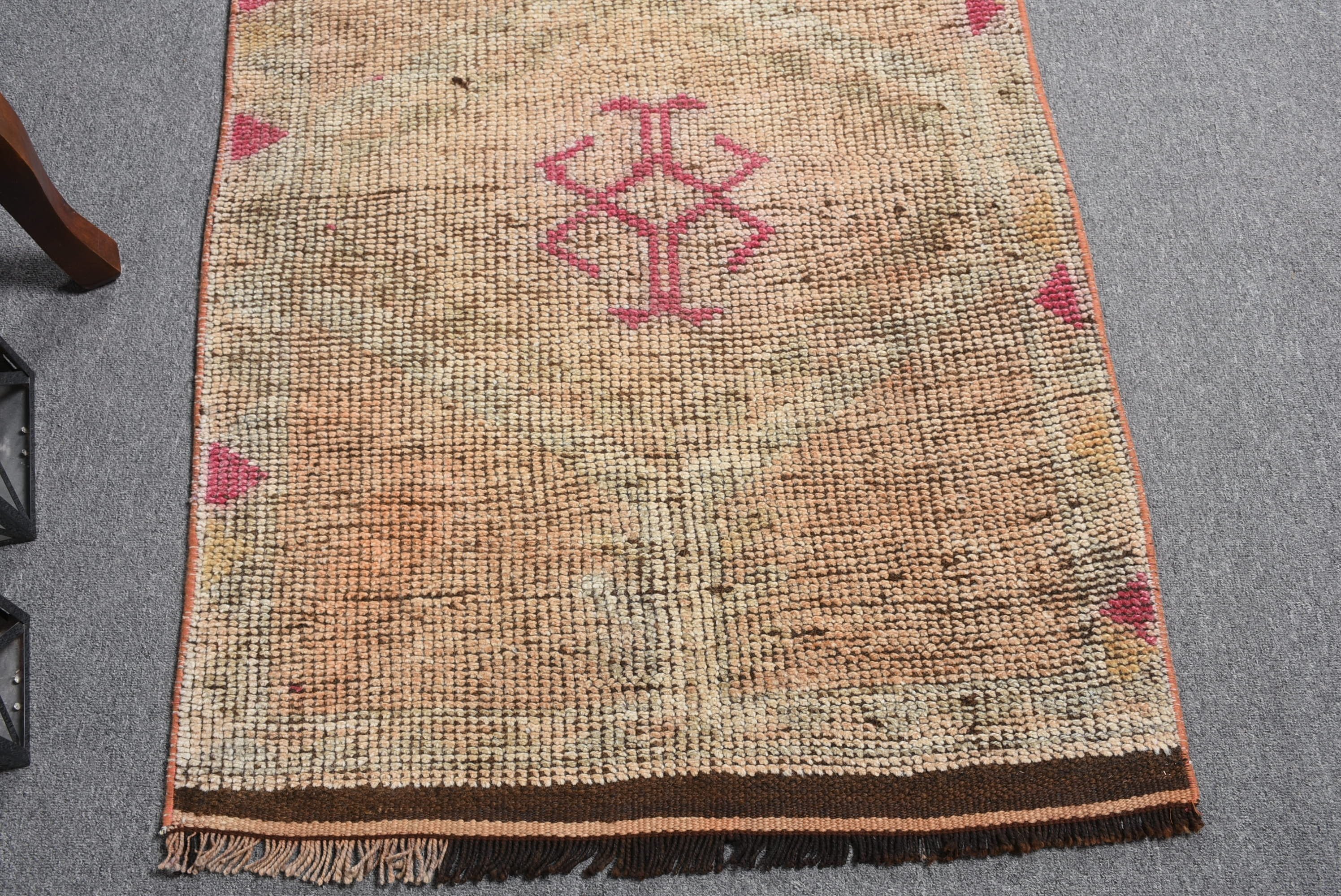 Eclectic Rugs, Stair Rug, Wool Rug, Rugs for Stair, Bedroom Rug, Brown Kitchen Rugs, Turkish Rugs, Vintage Rug, 2.7x12.3 ft Runner Rug