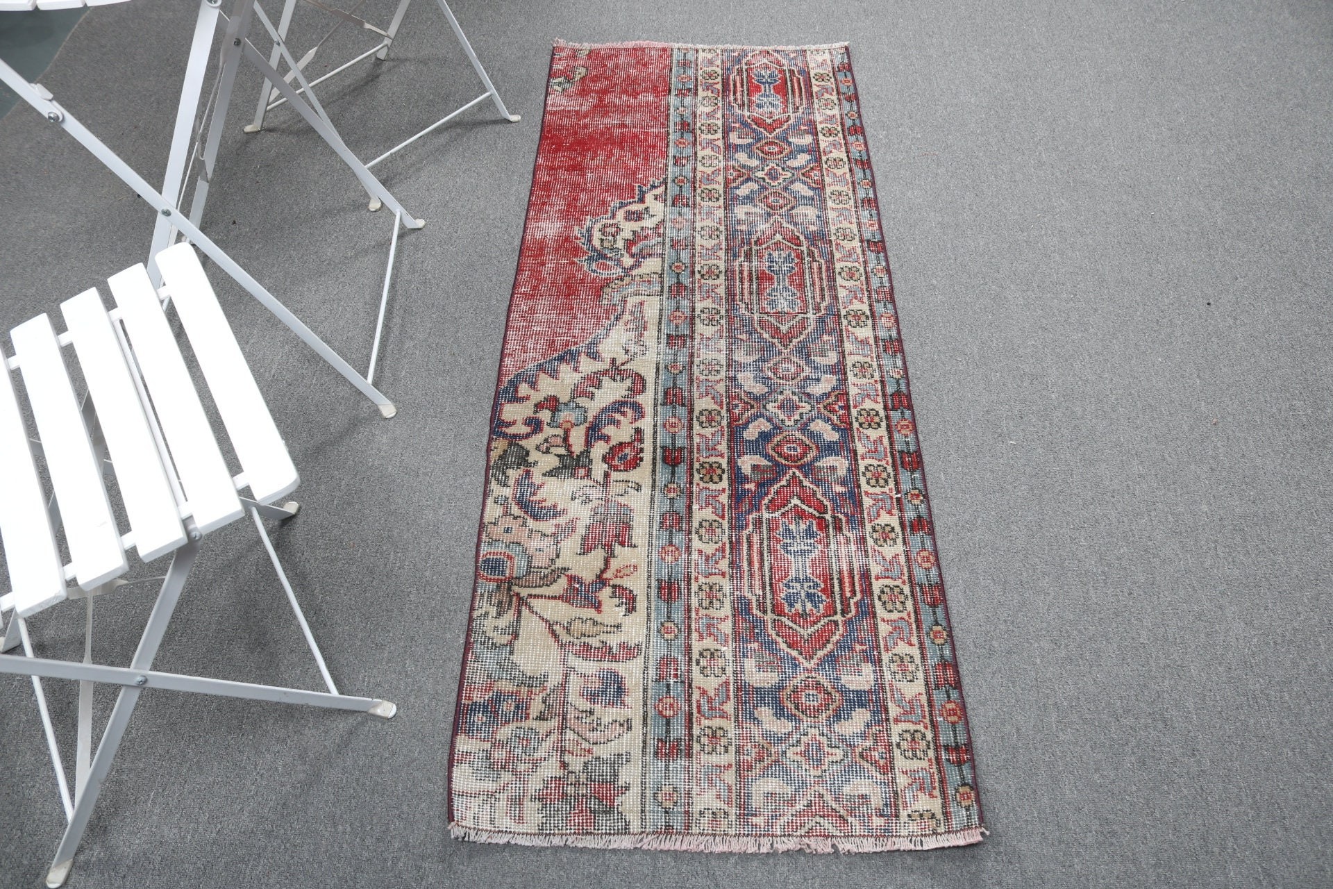 Blue Kitchen Rug, Flatweave Rug, Turkish Rugs, Exotic Rugs, Beni Ourain Runner Rug, Vintage Rugs, 2.1x5.7 ft Runner Rug