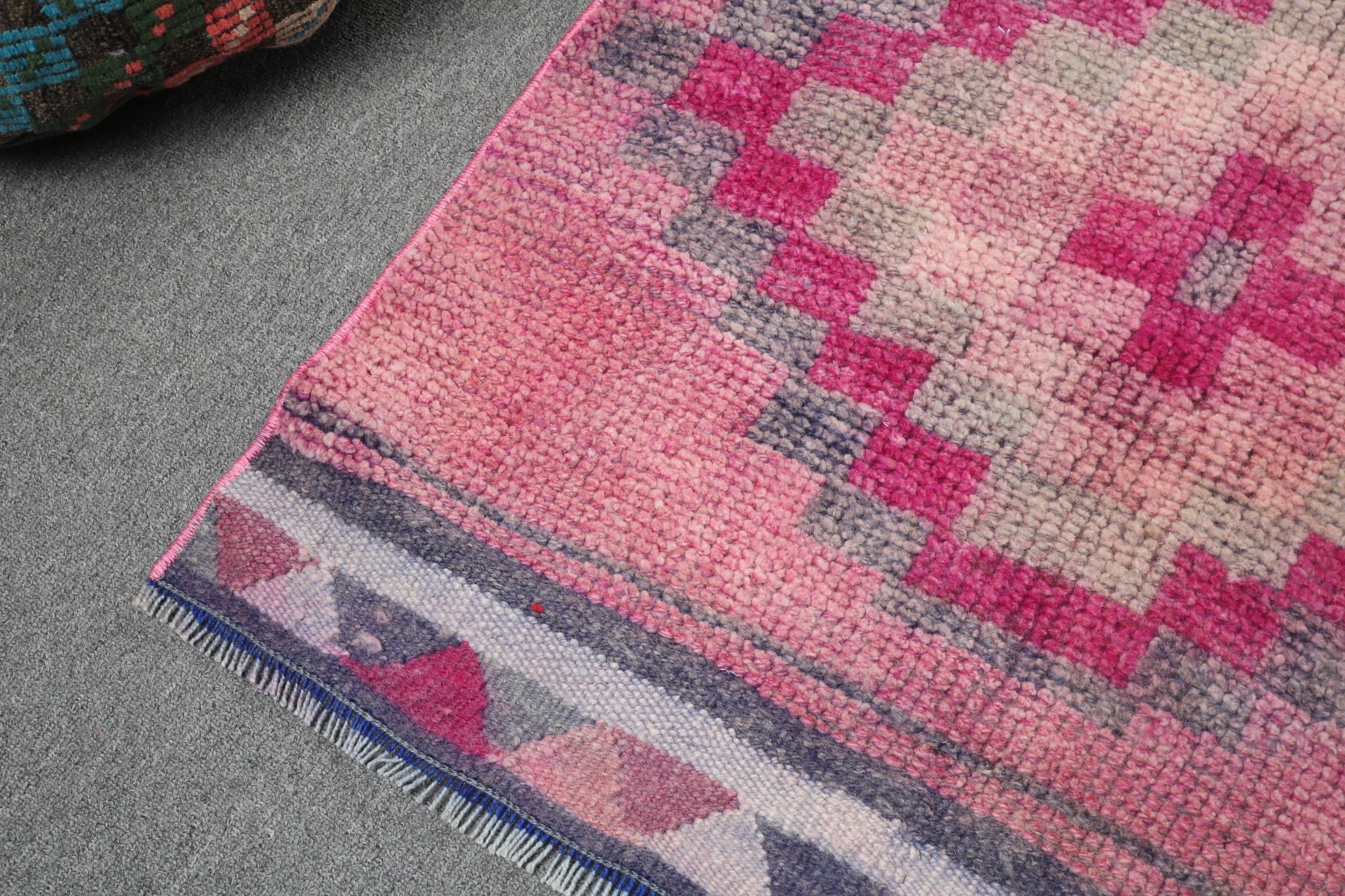 Lüks Halı, Merdiven Halısı, Türk Halıları, 2.5x11.5 ft Runner Halısı, Vintage Halı, Pembe Oushak Halısı, Düz Dokuma Halısı, Koridor Halıları, Ev Dekorasyonu Halısı