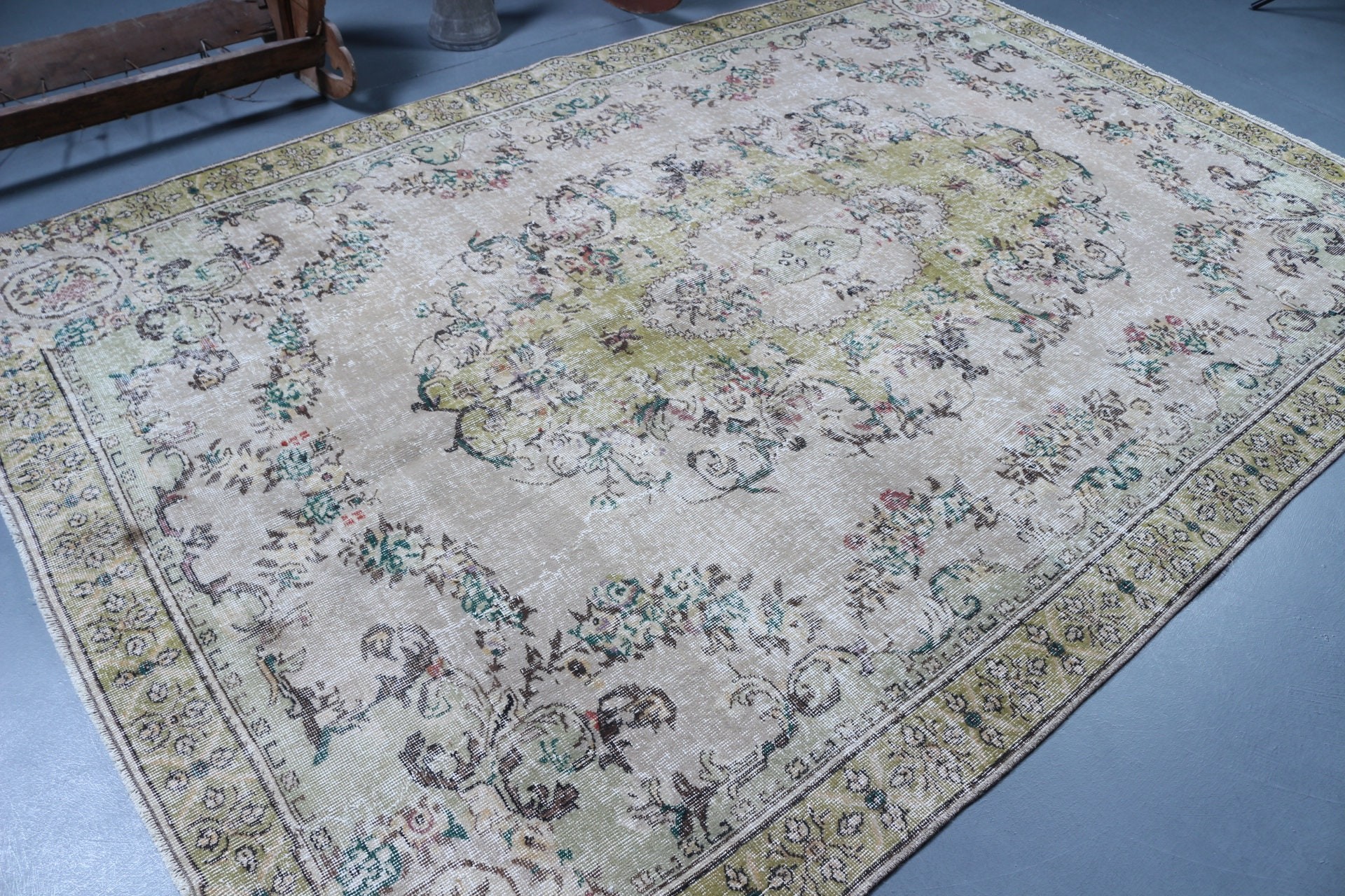 Dining Room Rug, 6.7x10.1 ft Large Rugs, Vintage Rugs, Dorm Rug, Antique Rugs, Yellow Floor Rug, Salon Rug, Turkish Rugs