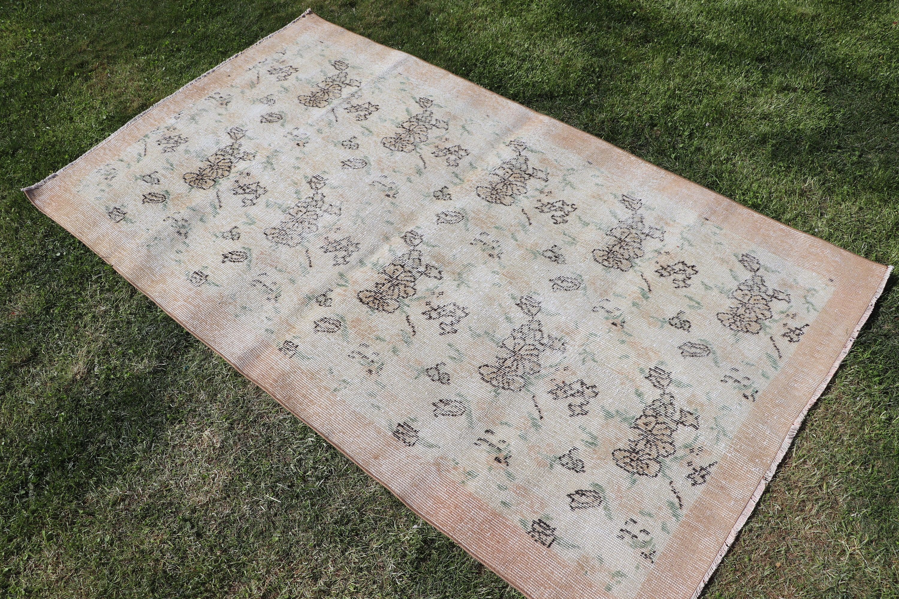 Exotic Rug, Decorative Rug, Statement Rugs, Vintage Rugs, Beige Bedroom Rug, 3.6x6.2 ft Accent Rug, Turkish Rugs, Entry Rug, Home Decor Rug