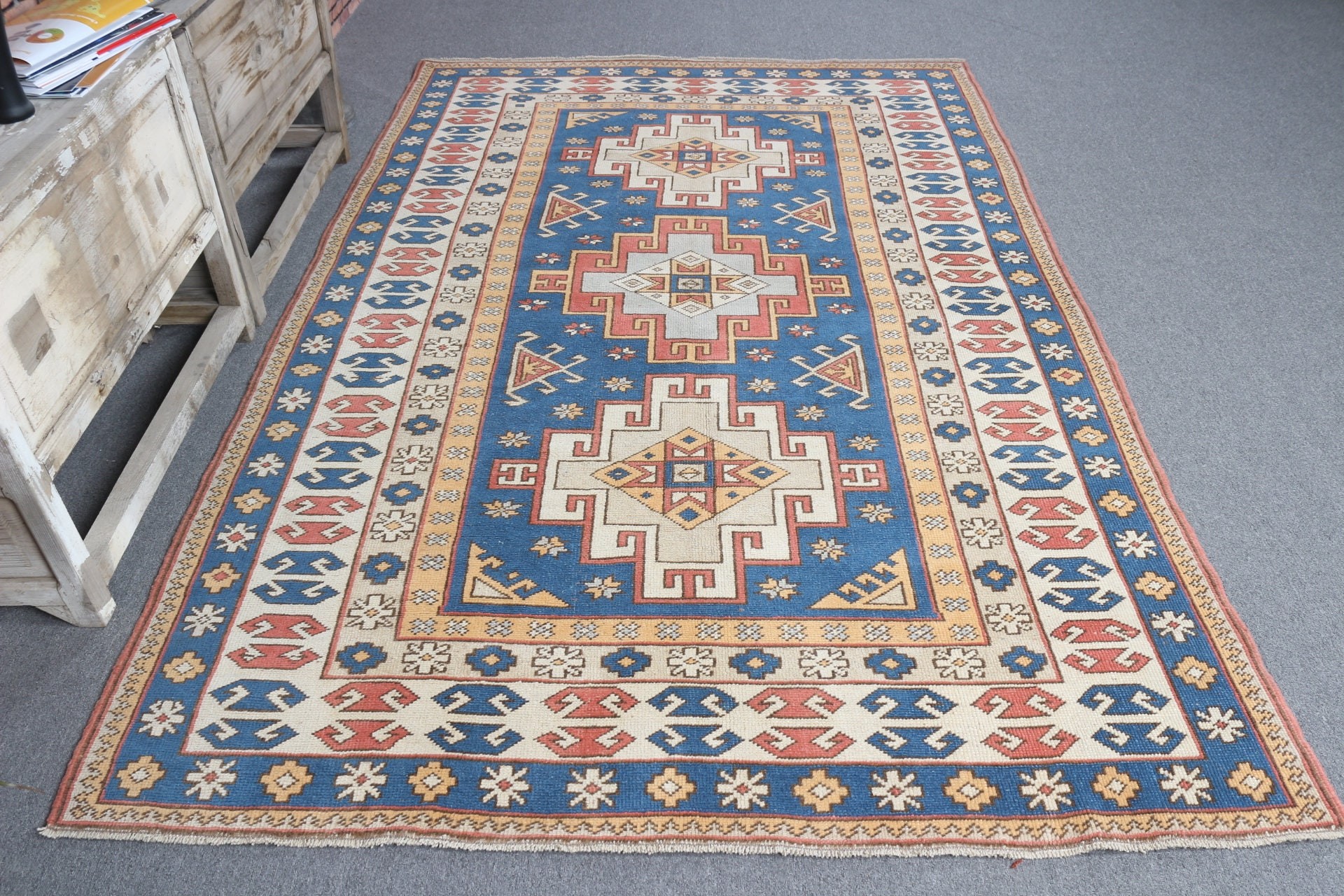 Anatolian Rugs, Living Room Rugs, Blue Kitchen Rug, 5.5x8.3 ft Large Rugs, Turkish Rugs, Floor Rugs, Bedroom Rug, Vintage Rug, Nomadic Rugs