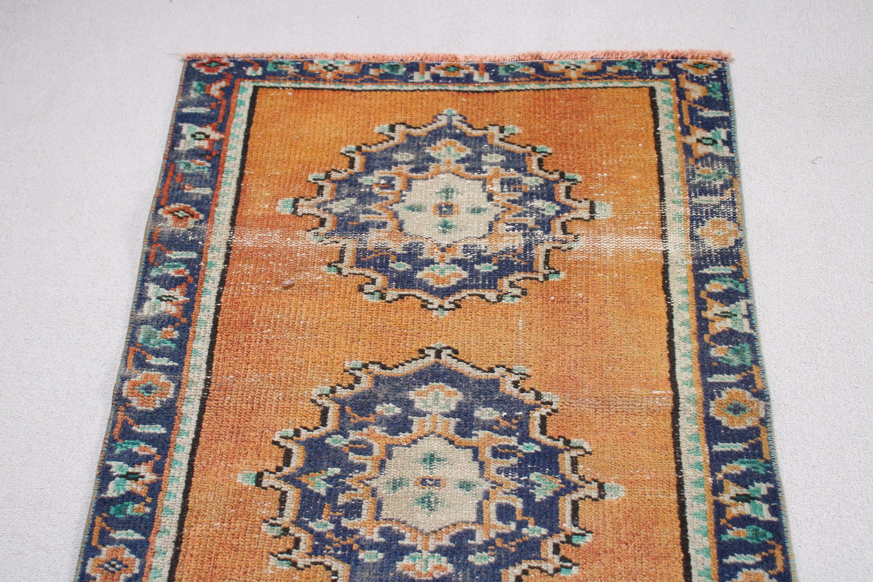 Vintage Halılar, Turuncu Yer Halısı, Harika Halılar, Vintage Runner Halısı, Türk Halıları, 2.7x8.9 ft Runner Halıları, Runner Halıları