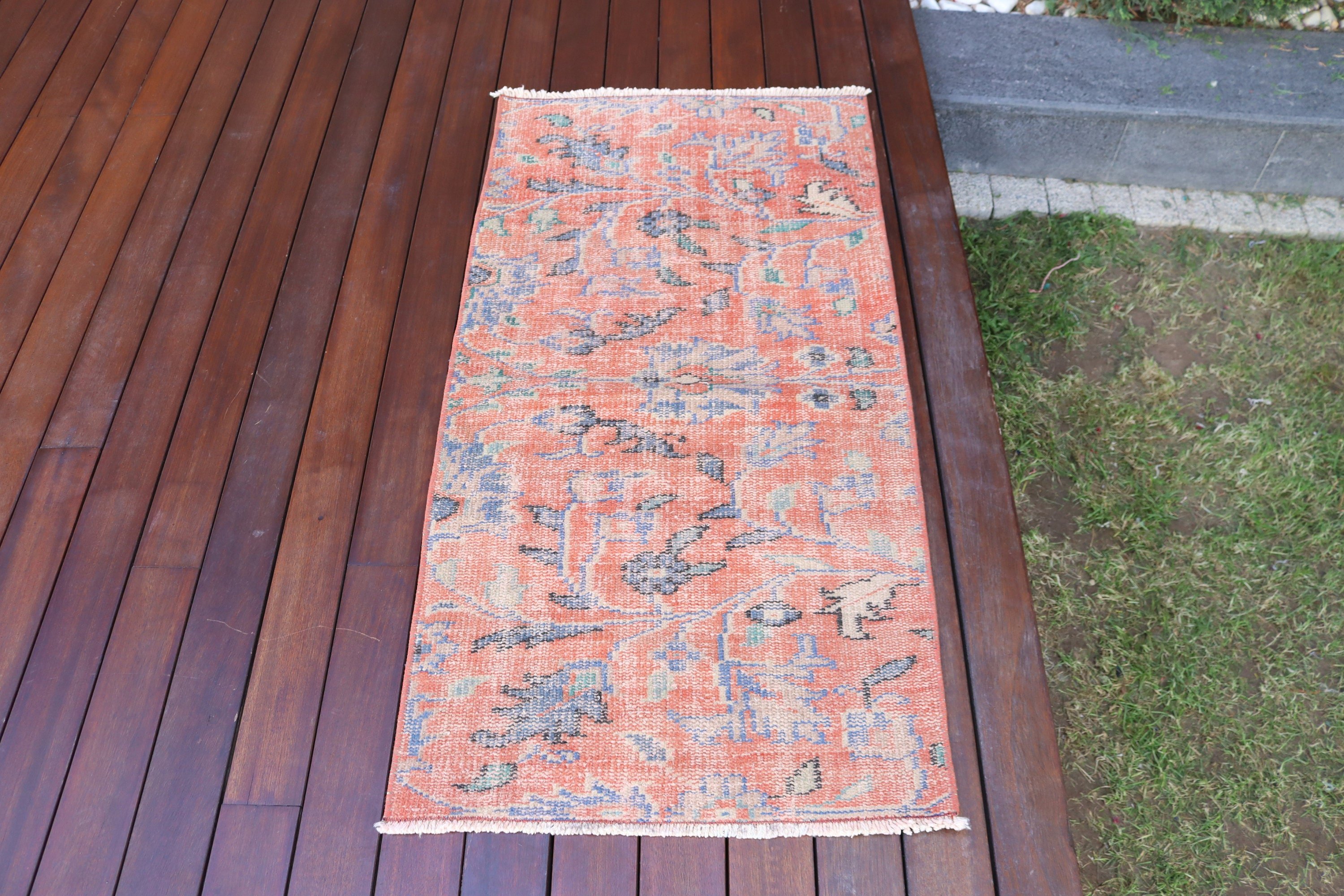 Modern Rug, Bath Rug, Orange Statement Rugs, 2.1x4 ft Small Rugs, Rugs for Bath, Vintage Rug, Luxury Rugs, Turkish Rugs, Small Boho Rug