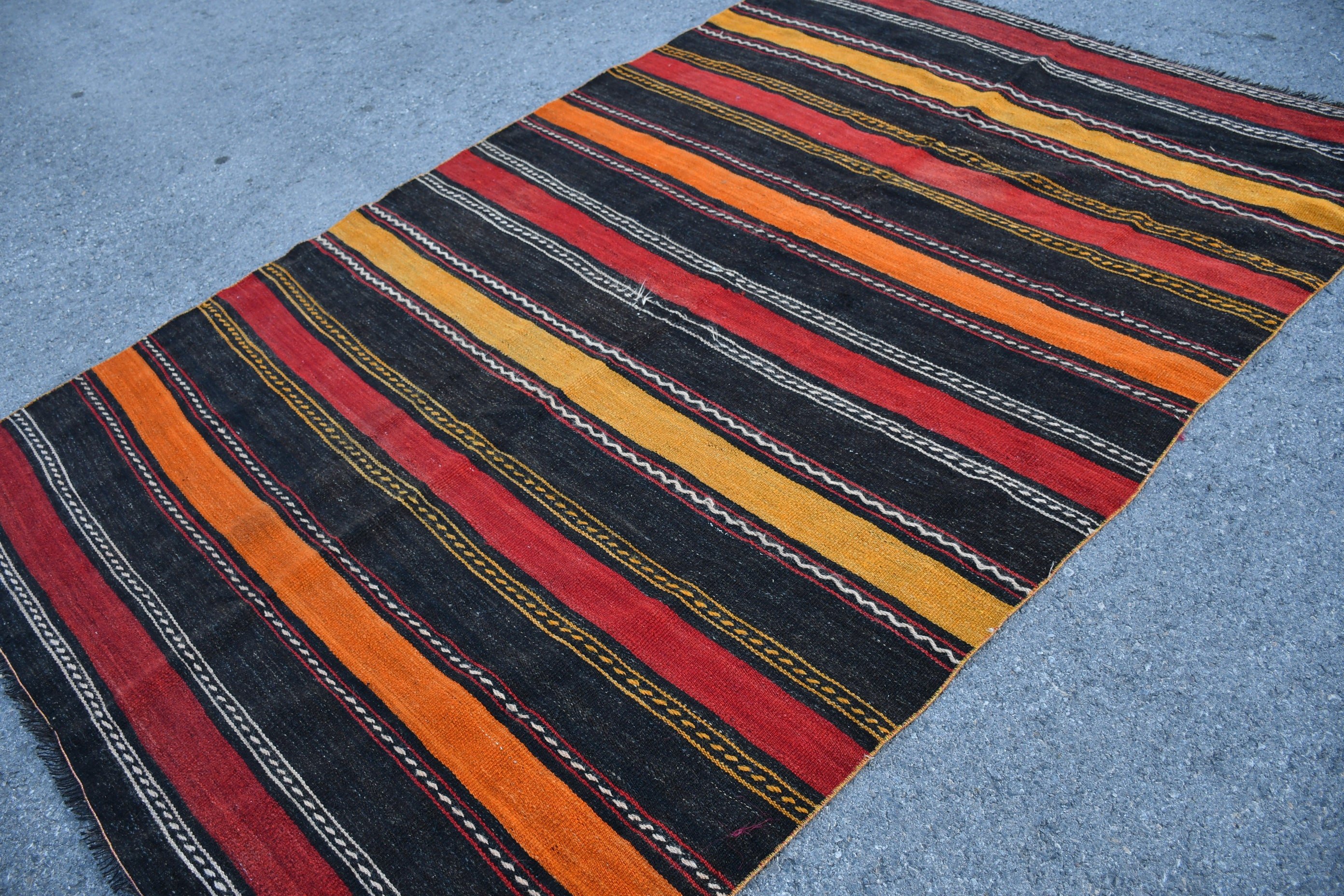 Living Room Rug, Turkish Rug, Kilim, 5.6x8.6 ft Large Rugs, Anatolian Rugs, Yellow Oriental Rug, Kitchen Rugs, Vintage Rug, Bedroom Rug