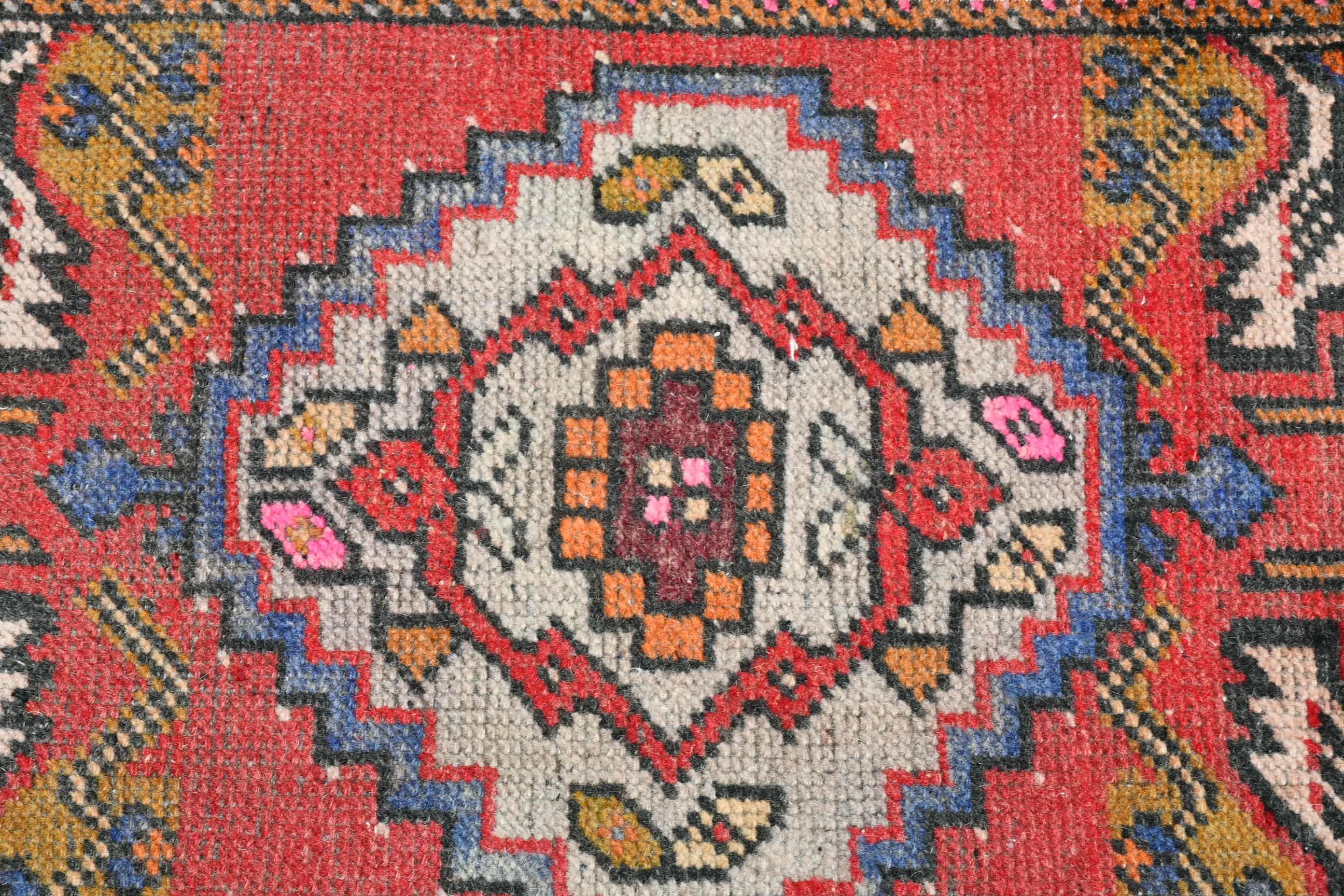 Kırmızı Ev Dekor Halısı, Türk Halısı, Ev Dekor Halısı, Vintage Halı, 1.5x3 ft Küçük Halı, Yatak Odası Halısı, Pastel Halı, Çocuk Halısı