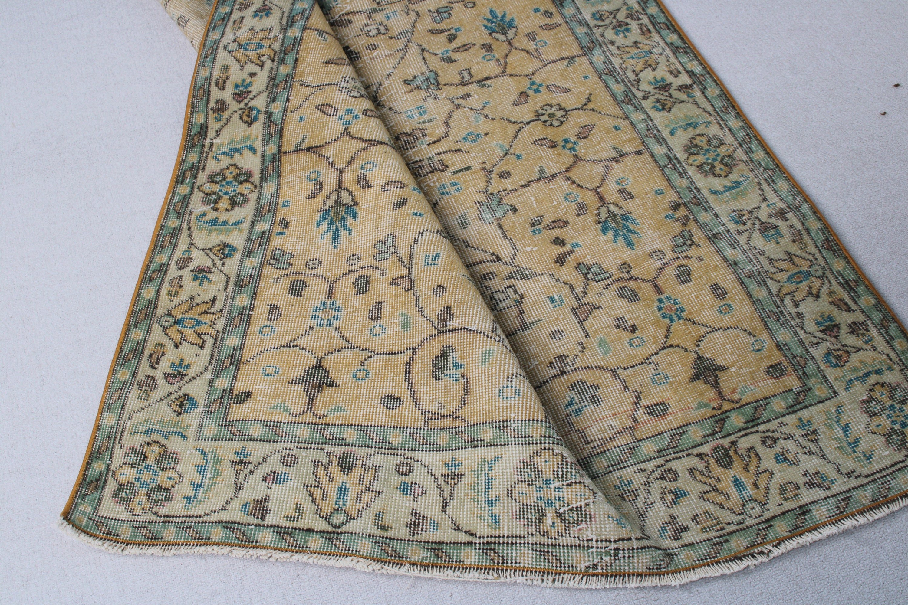 Turuncu Yün Halılar, Oturma Odası Halıları, 3,8x6,9 ft Alan Halısı, Oryantal Halılar, Vintage Halılar, Türk Halıları, Açıklama Halısı, Oturma Odası Halıları