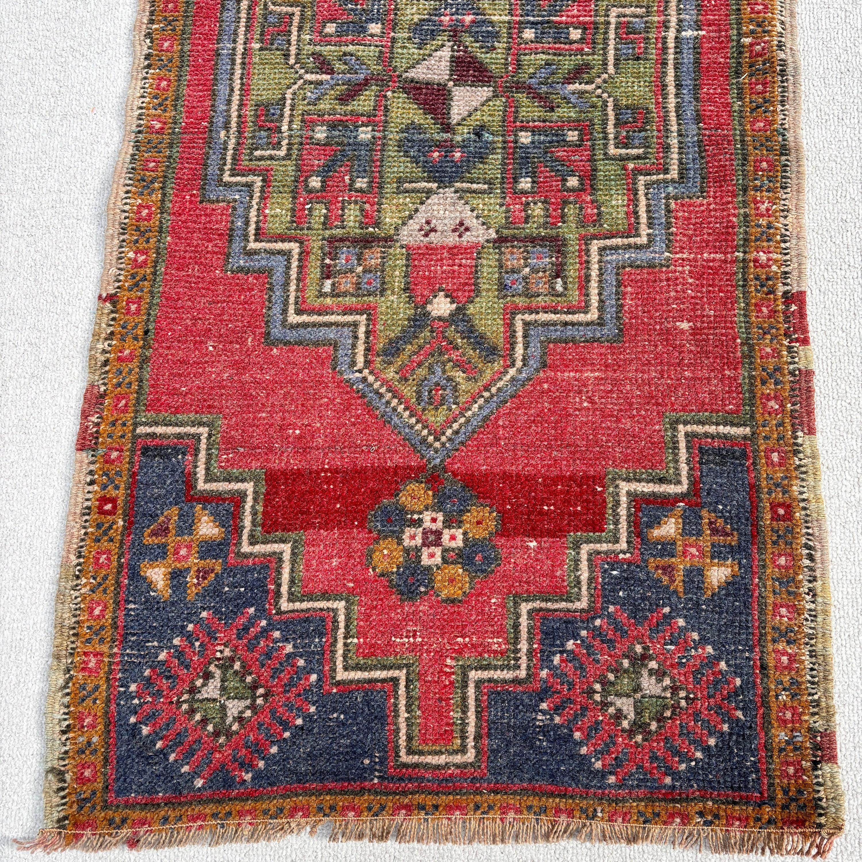 Kırmızı Nötr Halı, Modern Halılar, Vintage Halı, Türk Halıları, 1,7x3,3 ft Küçük Halılar, Boho Halı, Yatak Odası Halısı, Banyo Halıları, Duvara Asılı Halılar