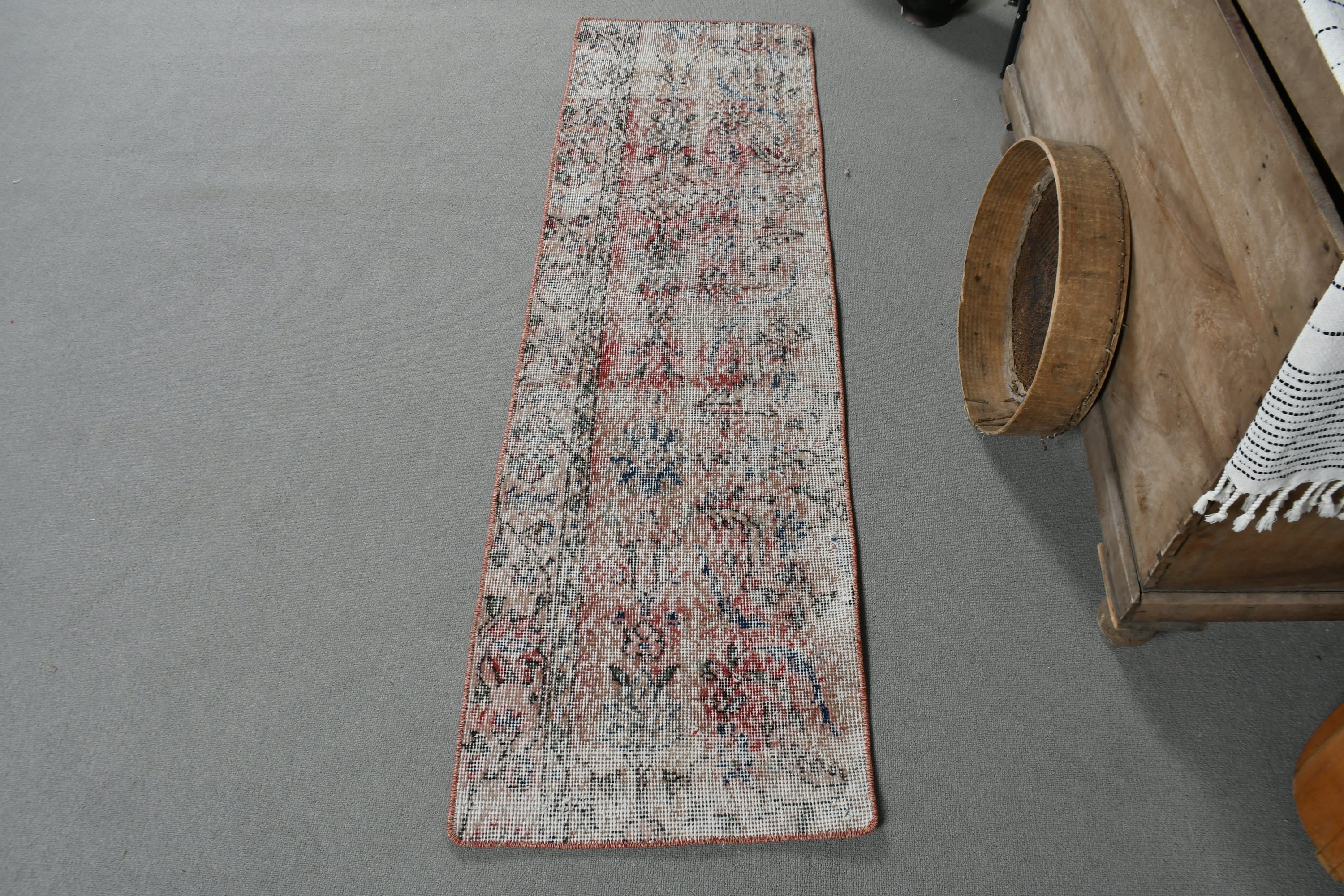 Koridor Halıları, Düz Dokuma Halı, Vintage Halı, Kırmızı Oushak Halı, Türk Halıları, 1.6x5.4 ft Koşucu Halıları, Merdiven Halısı, Ev Dekorasyonu Halısı