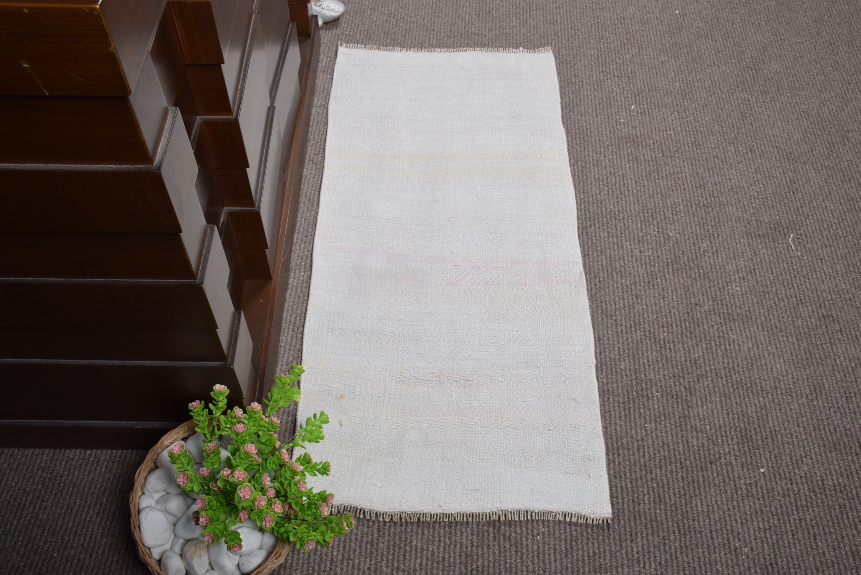 Floor Rugs, Rugs for Door Mat, Vintage Rugs, White Bedroom Rug, Oushak Rug, Bath Rug, 1.6x3.5 ft Small Rug, Wall Hanging Rug, Turkish Rug