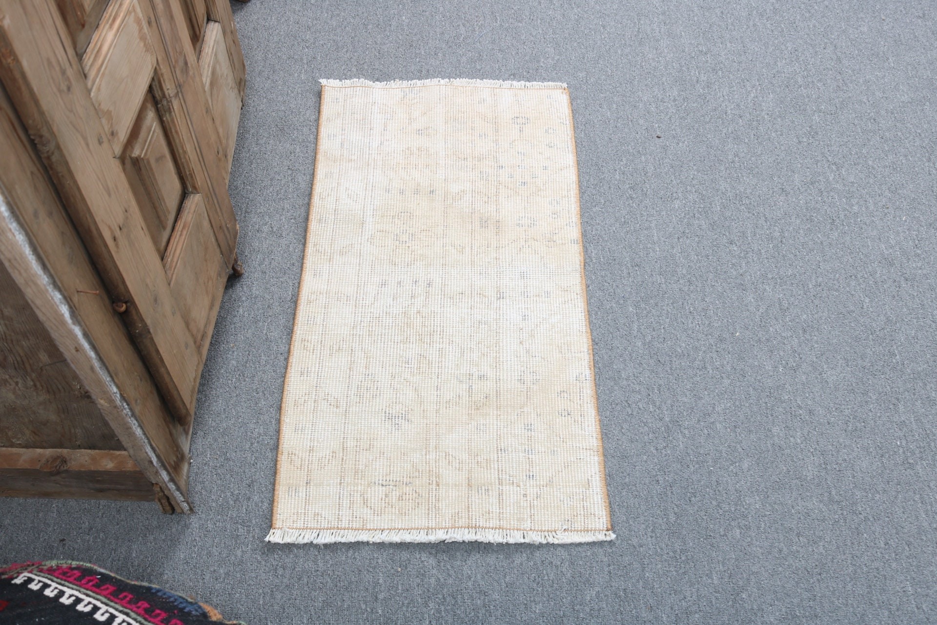 Boho Halılar, 1.5x2.8 ft Küçük Halılar, Türk Halıları, Paspas Halıları, Küçük Vintage Halılar, Bej Anadolu Halıları, Vintage Halılar