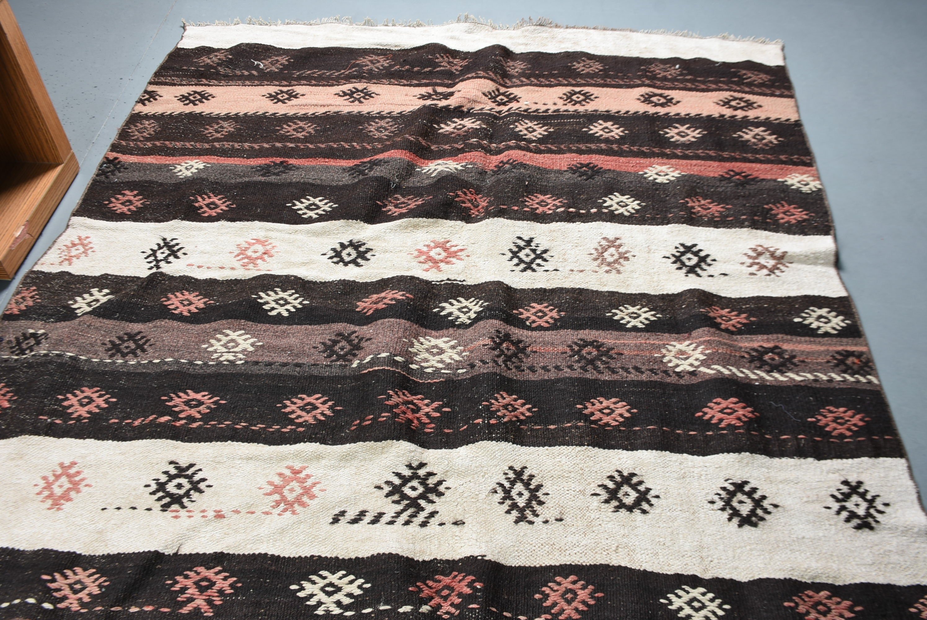 Oushak Halı, 5.8x9.3 ft Büyük Halılar, Bej Oryantal Halılar, Yün Halılar, Kilim, Türk Halıları, Boho Halıları, Salon Halıları, Yatak Odası Halısı, Vintage Halılar