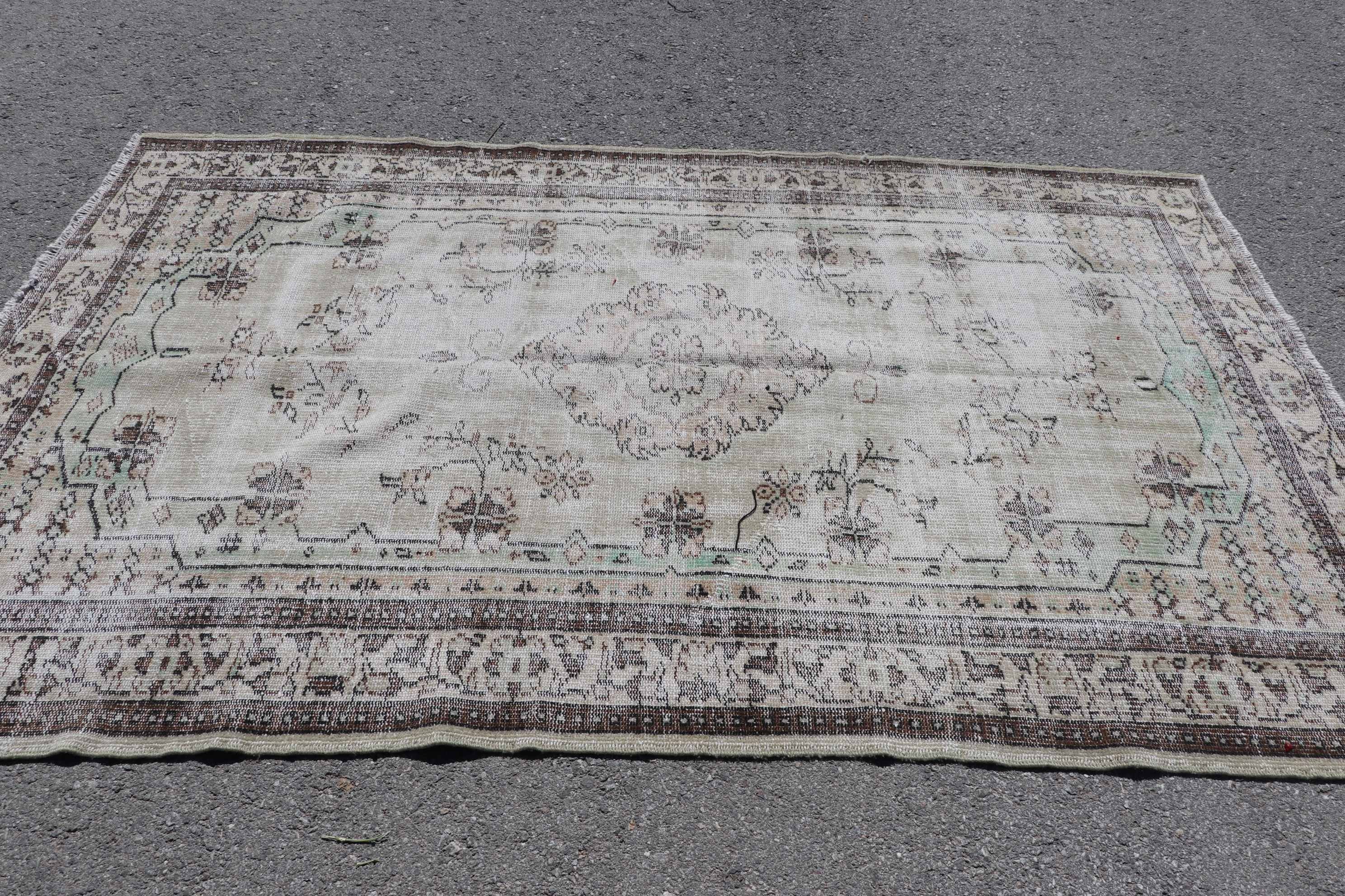 5.2x8.1 ft Large Rug, Art Rug, Vintage Rug, Bedroom Rug, Turkish Rug, Rugs for Dining Room, Wool Rug, Beige Home Decor Rug, Living Room Rug