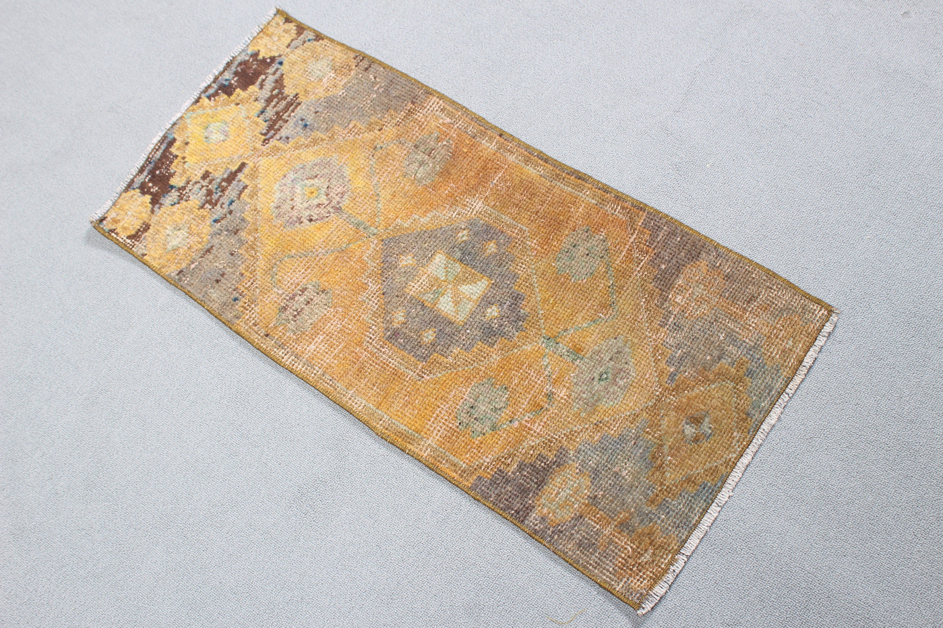 Neutral Rugs, Aesthetic Rugs, Yellow Handwoven Rugs, Door Mat Rugs, 1.4x2.9 ft Small Rug, Bath Rugs, Turkish Rugs, Vintage Rug, Bedroom Rug