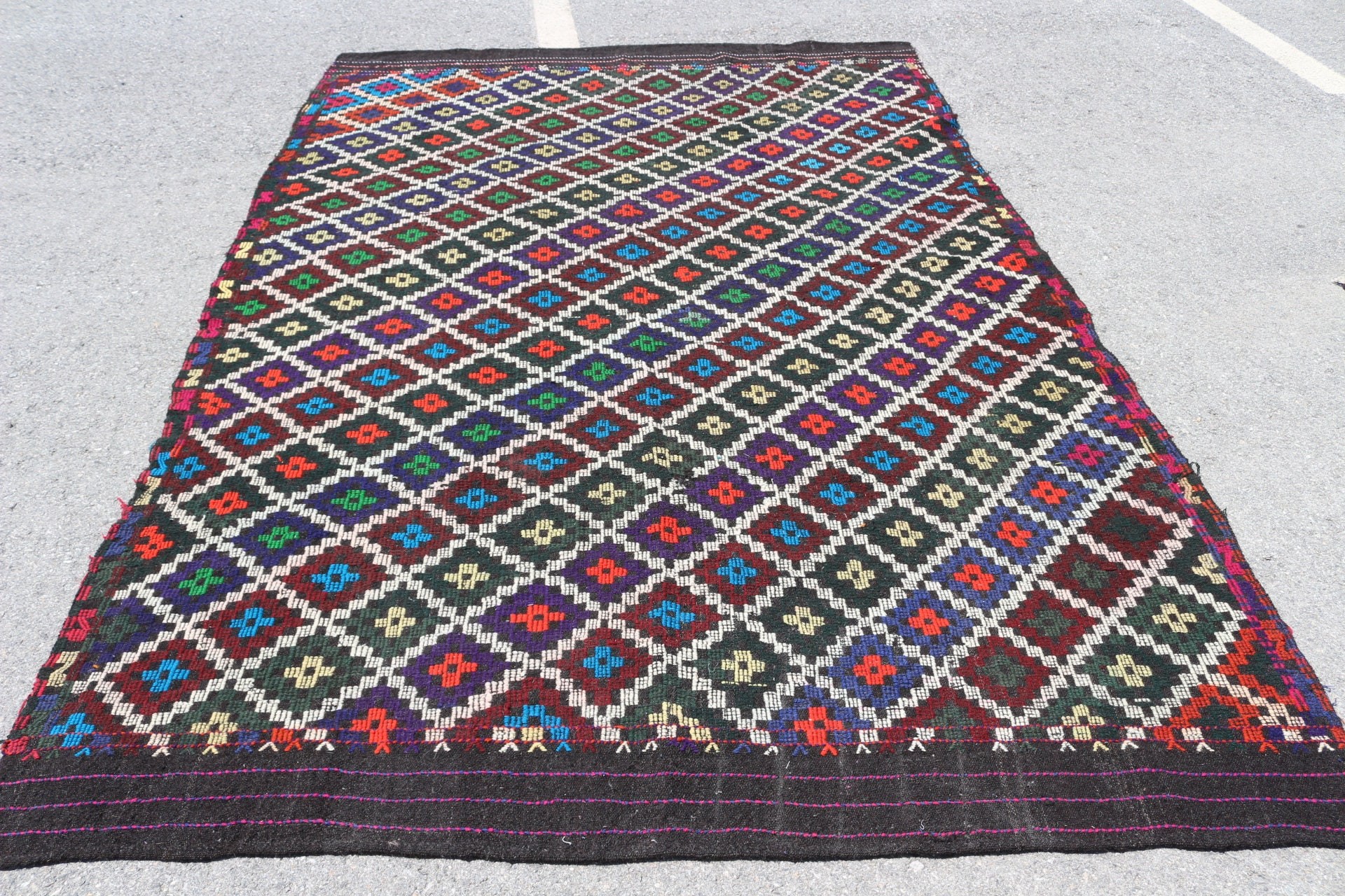 Yemek Odası Halısı, Oturma Odası Halısı, Türk Halıları, Siyah Yatak Odası Halıları, Vintage Halı, Kilim, 6.5x10.2 ft Büyük Halı, Yatak Odası Halıları, Antika Halılar