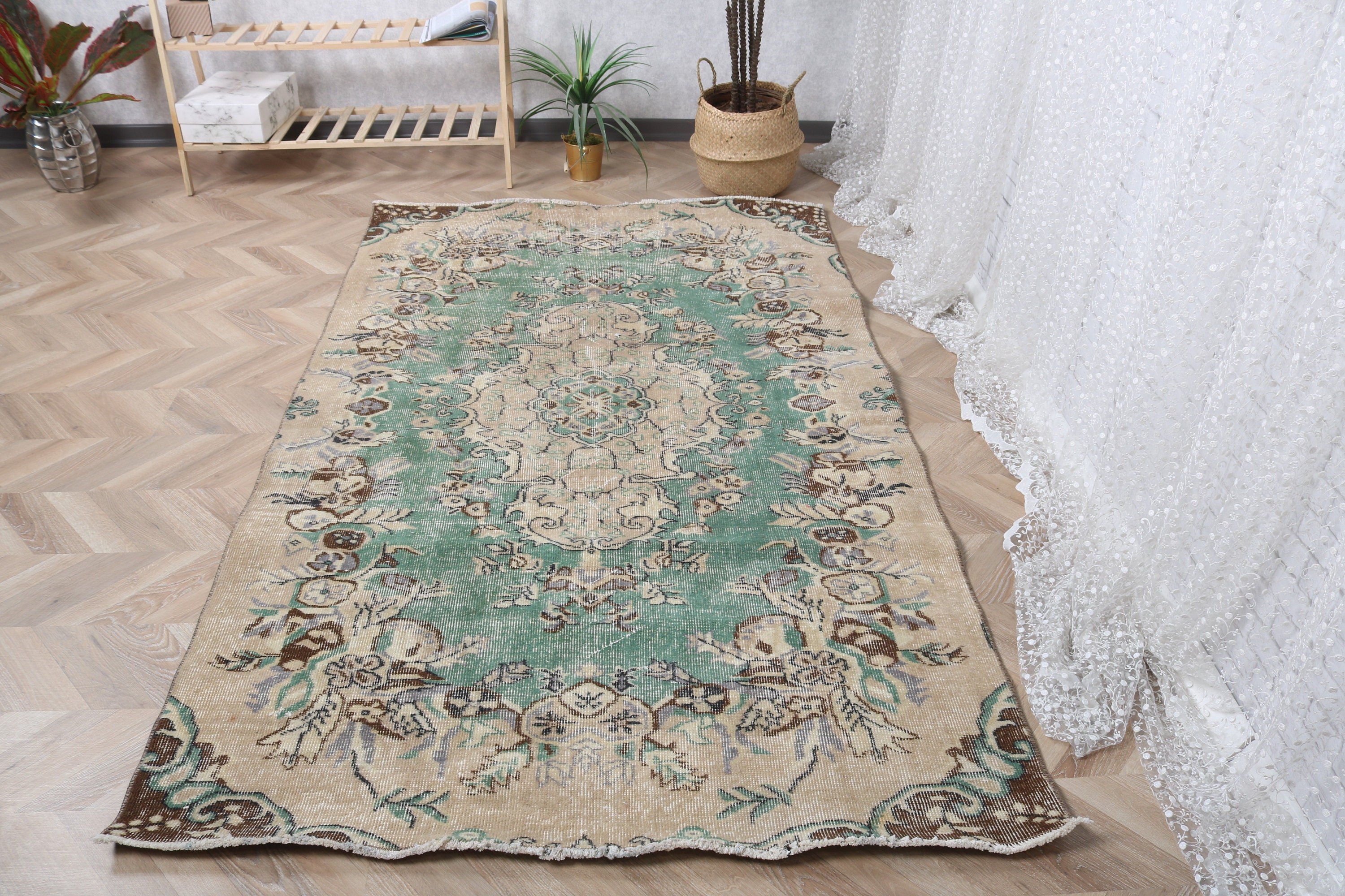 Turkish Rugs, Vintage Rug, Boho Rugs, Nursery Rugs, 4.4x7.3 ft Area Rugs, Bedroom Rugs, Living Room Rug, Brown Statement Rug