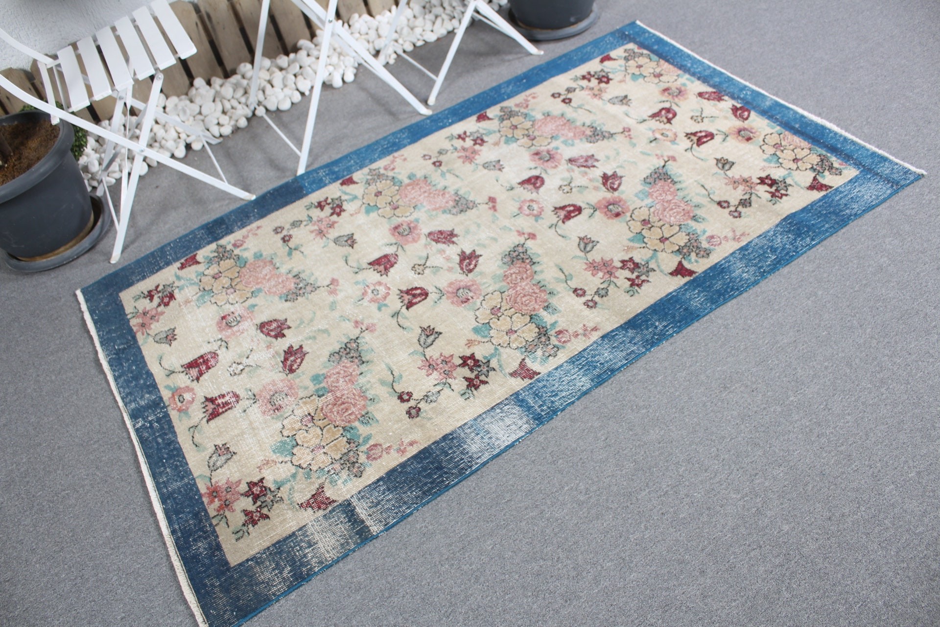 Vintage Rug, Entry Rugs, Oushak Rug, 3.6x6.2 ft Accent Rug, Rugs for Entry, Beige Oriental Rugs, Nursery Rug, Anatolian Rug, Turkish Rugs