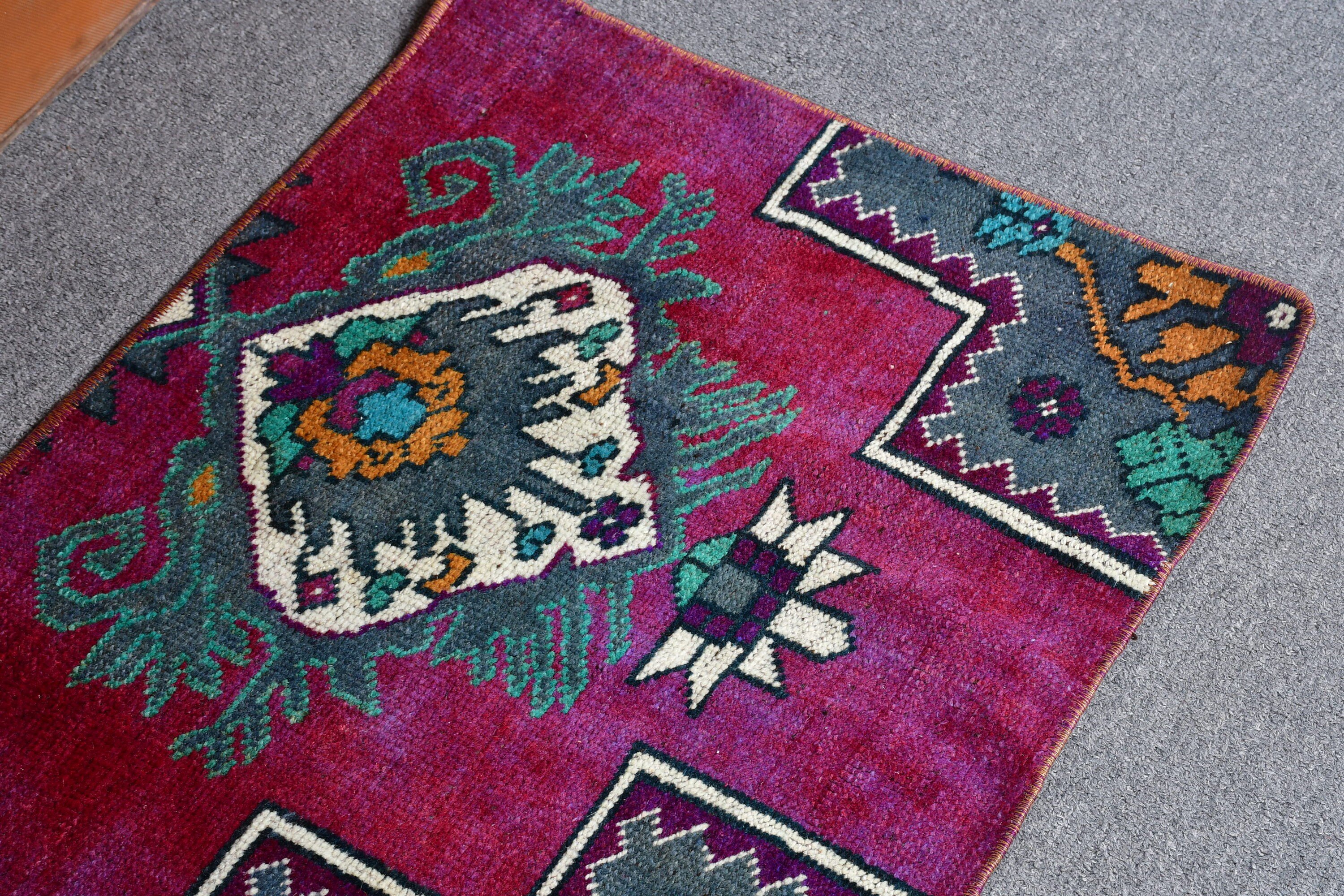 Rugs for Bathroom, Turkish Rug, Vintage Rug, 1.7x3.2 ft Small Rugs, Oushak Rug, Nursery Rug, Purple Moroccan Rug, Bath Rug, Kitchen Rug