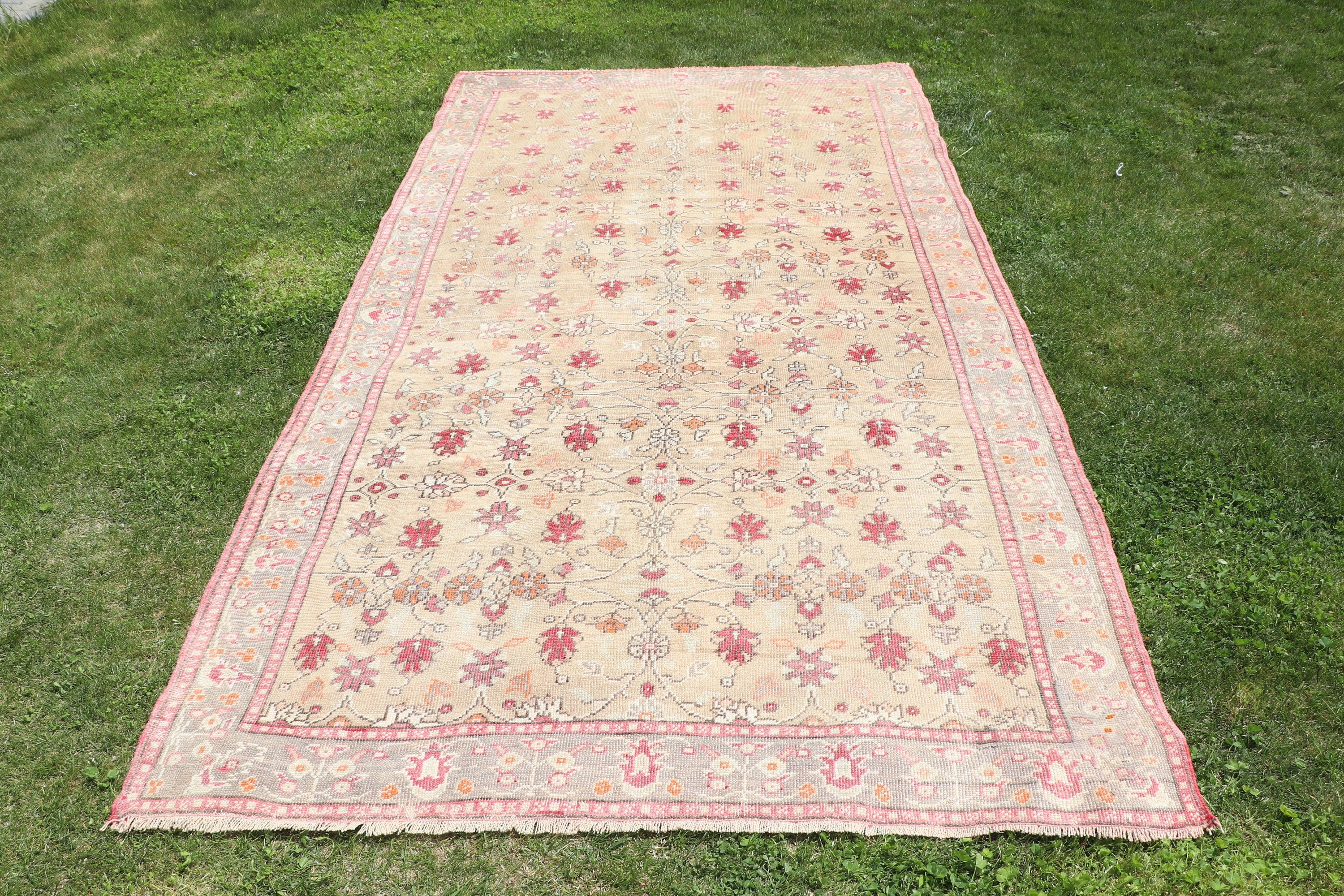 El Dokuma Halılar, Türk Halıları, Bej Lüks Halılar, 5.2x9.5 ft Büyük Halı, Vintage Halı, Yatak Odası Halıları, Boho Halıları, Yemek Odası Halıları