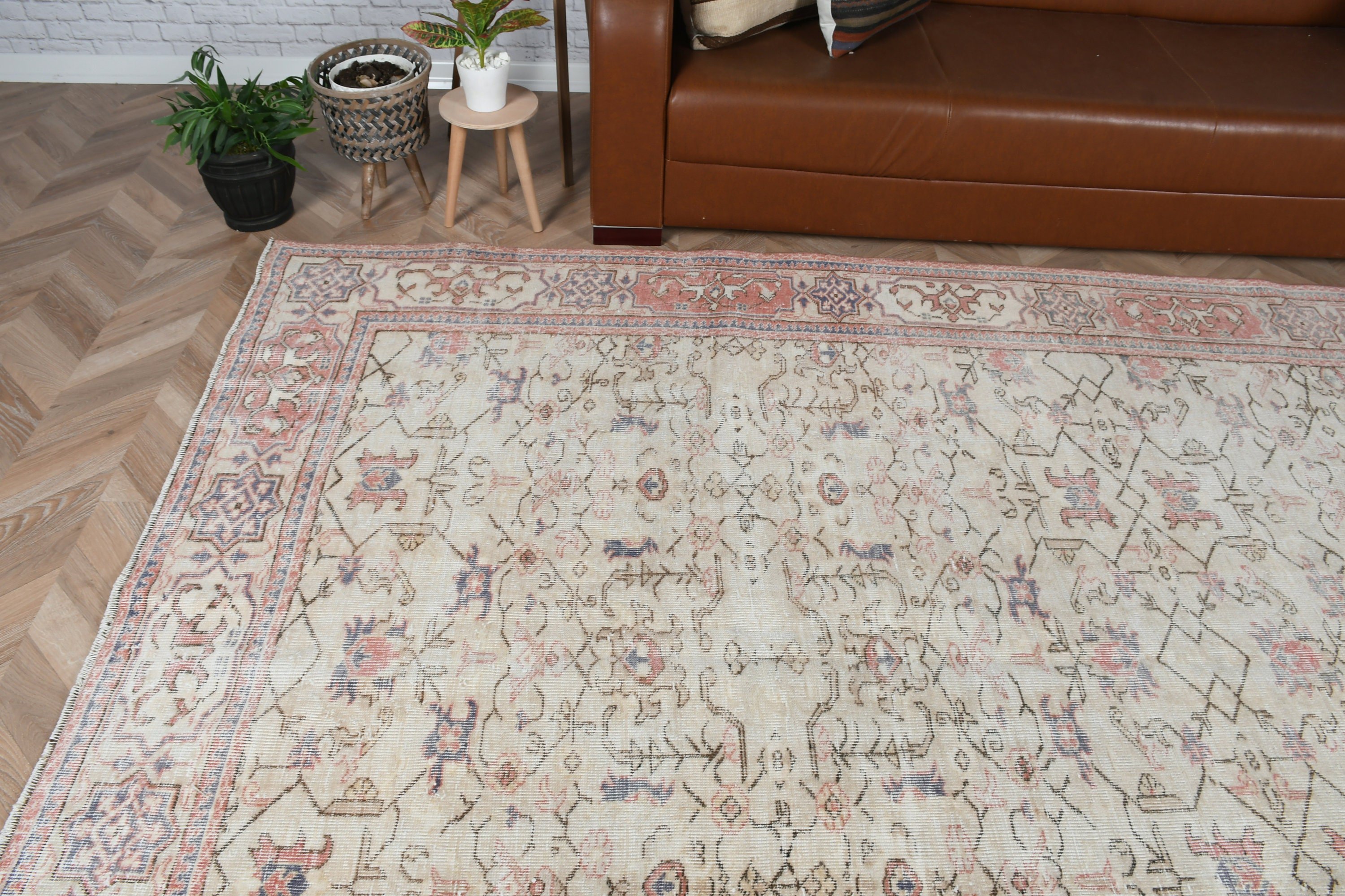 Red Oushak Rug, Vintage Rug, Turkish Rugs, Rugs for Salon, Anatolian Rug, Salon Rug, Handwoven Rug, 6.6x10.6 ft Large Rug, Bedroom Rug