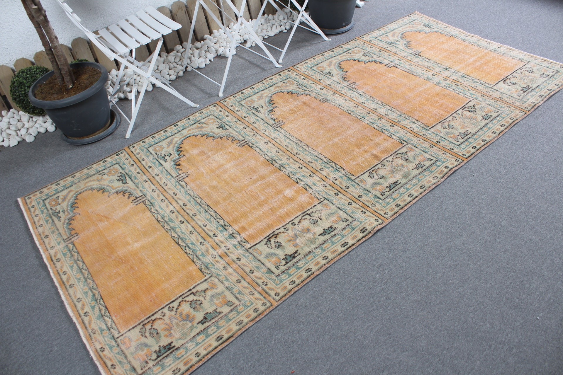 Vintage Rugs, Kitchen Rugs, Anatolian Rug, 4x9.1 ft Area Rugs, Rugs for Nursery, Office Rug, Indoor Rug, Turkish Rugs, Orange Moroccan Rug