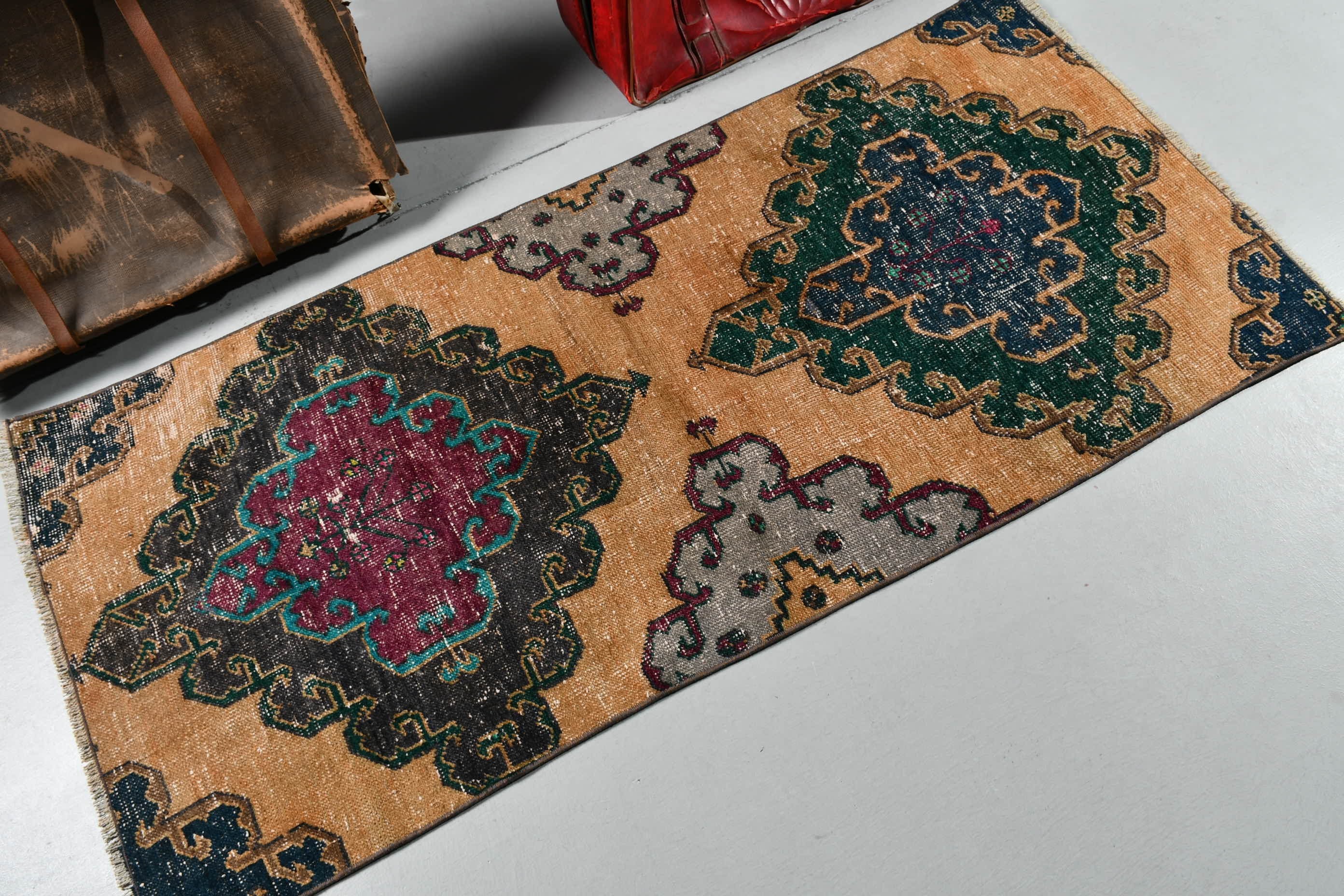 Bedroom Rugs, Brown Antique Rug, Turkish Rug, Rugs for Door Mat, 2.6x5.6 ft Small Rug, Oriental Rug, Entry Rug, Aztec Rugs, Vintage Rug