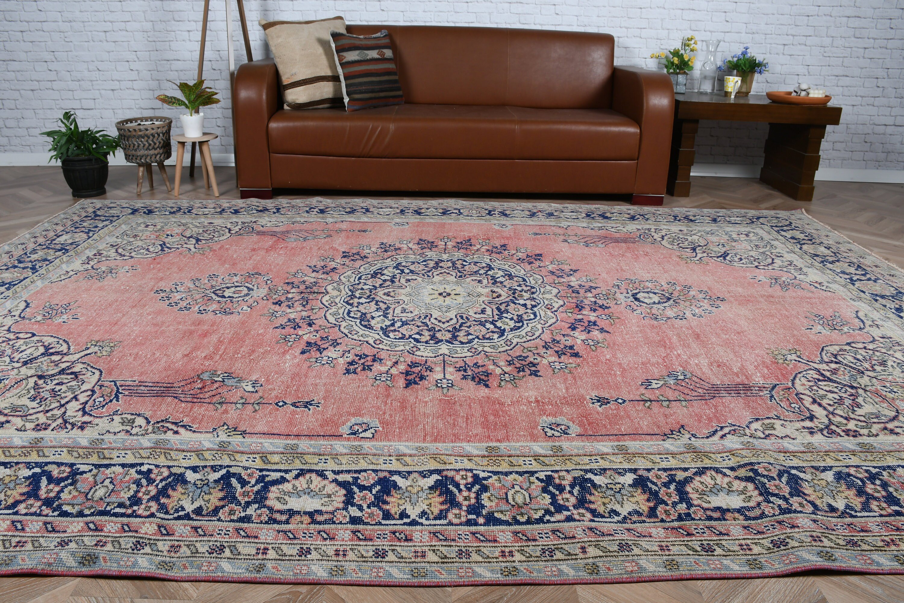 7.5x11 ft Oversize Rug, Floor Rugs, Oushak Rug, Red Kitchen Rug, Living Room Rug, Turkish Rugs, Vintage Rug, Saloon Rugs