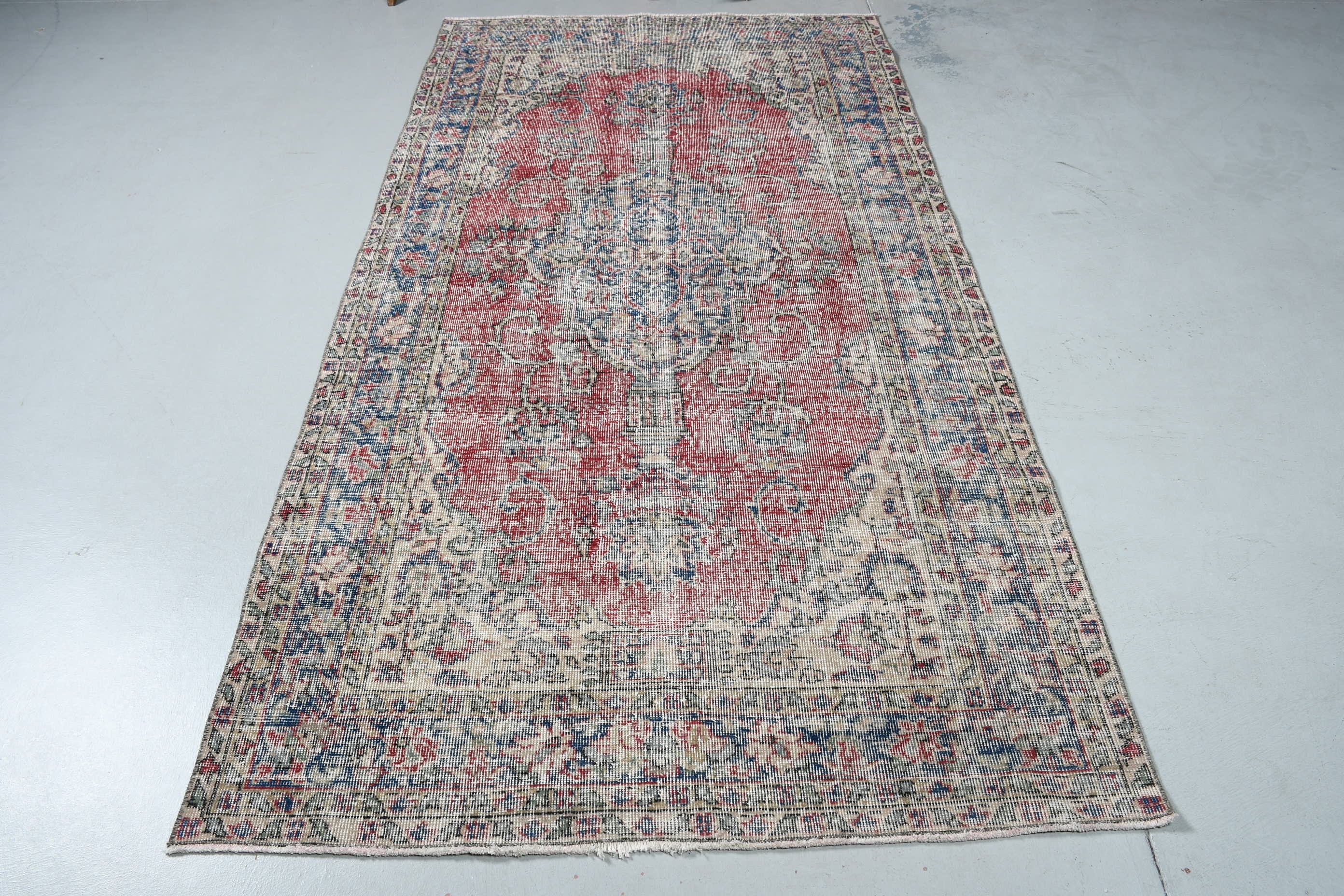 Bedroom Rug, Vintage Rug, Retro Rug, Dining Room Rug, Red Anatolian Rug, Turkish Rugs, 4.2x8 ft Area Rug, Antique Rug, Home Decor Rugs