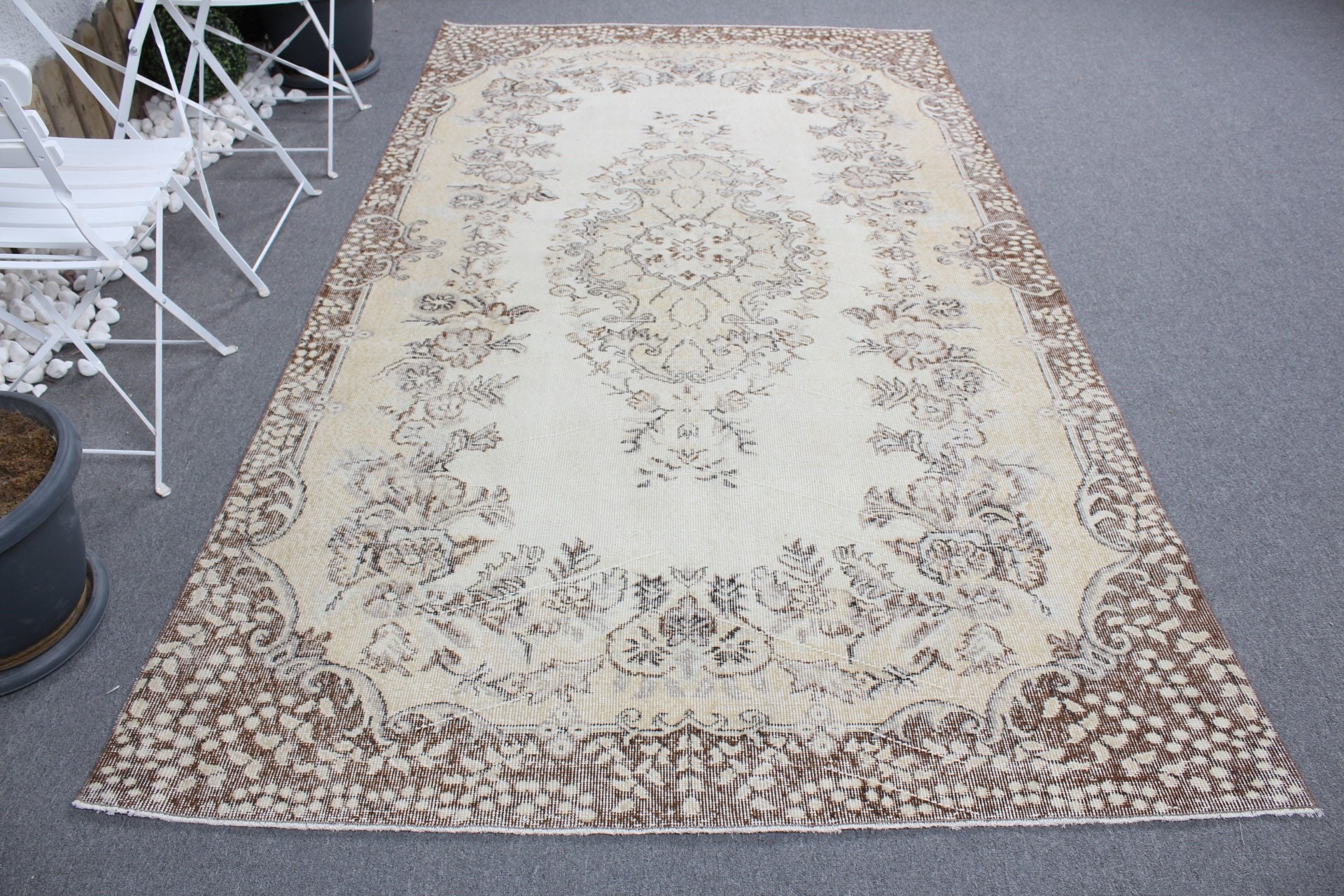 Türk Halıları, Salon Halısı, Vintage Halılar, 5.5x9.3 ft Büyük Halı, Fas Halıları, Yün Halı, Bej Yatak Odası Halısı, El Yapımı Halı, Yatak Odası Halıları