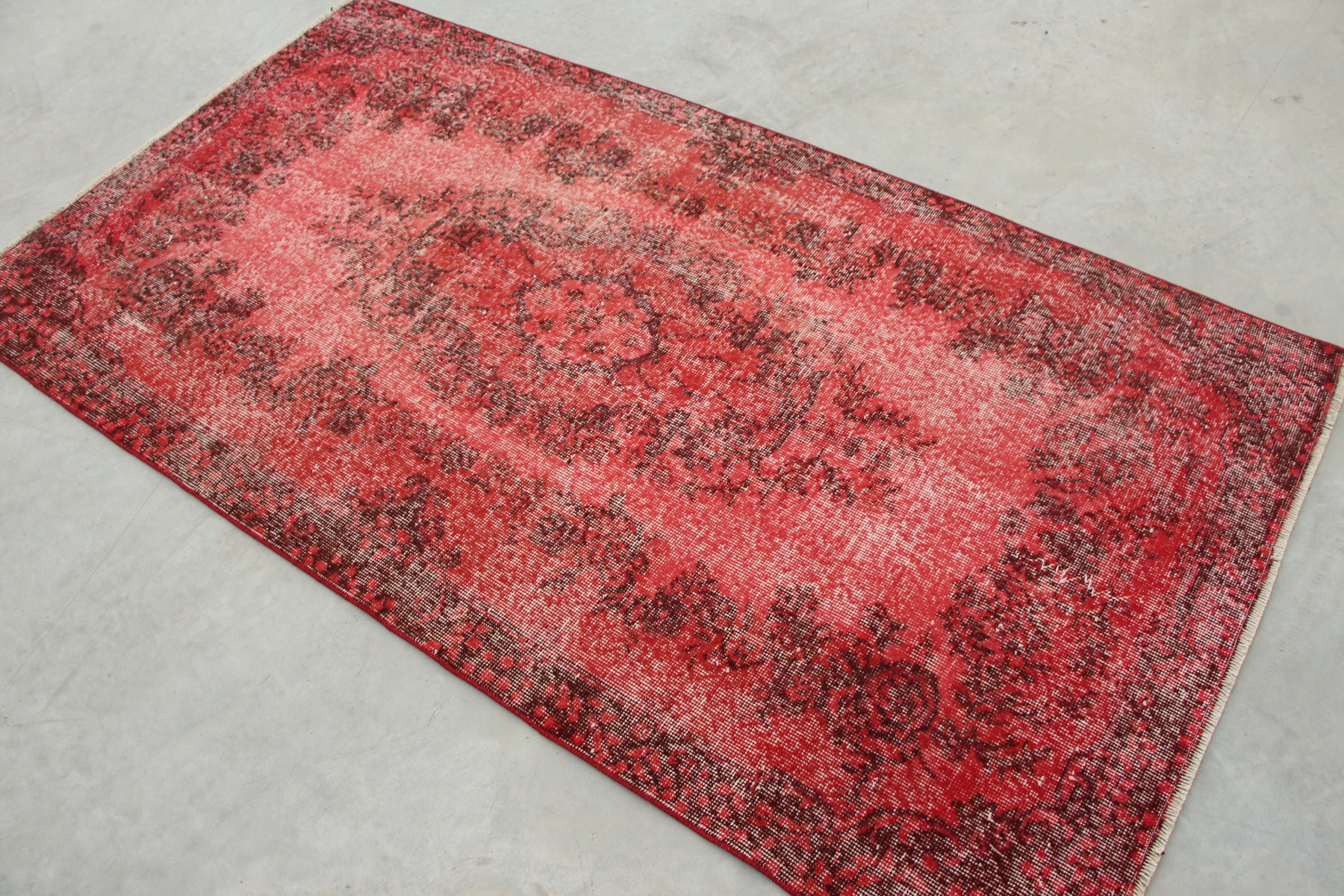 Rugs for Bedroom, 3.6x6.6 ft Accent Rug, Oushak Rug, Red Kitchen Rugs, Home Decor Rug, Nursery Rug, Abstract Rug, Turkish Rugs, Vintage Rug