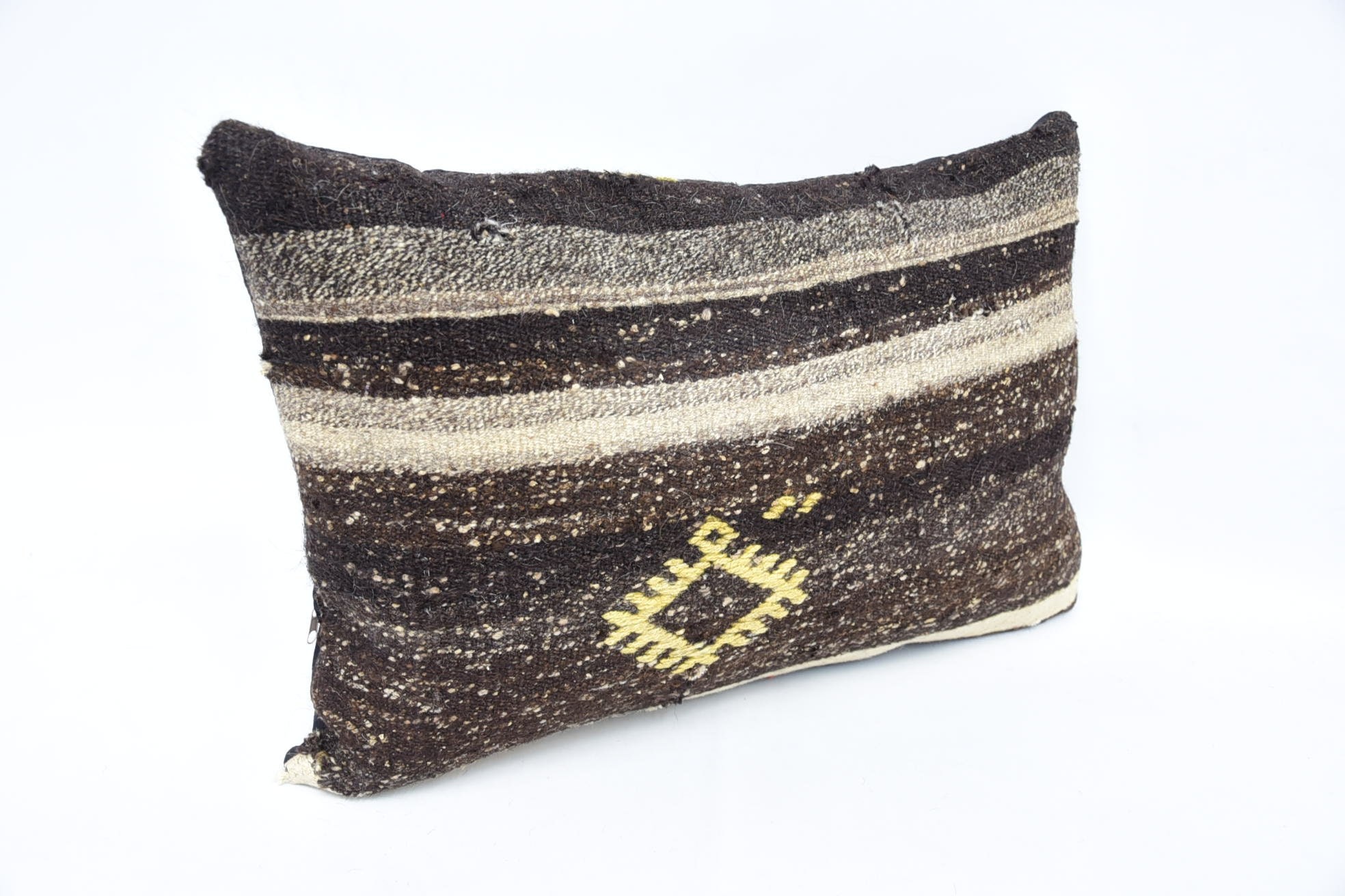 16"x24" Brown Cushion Cover, Farmhouse Cushion, Throw Kilim Pillow, Kilim Pillow, Antique Pillows, Traditional Cushion Case