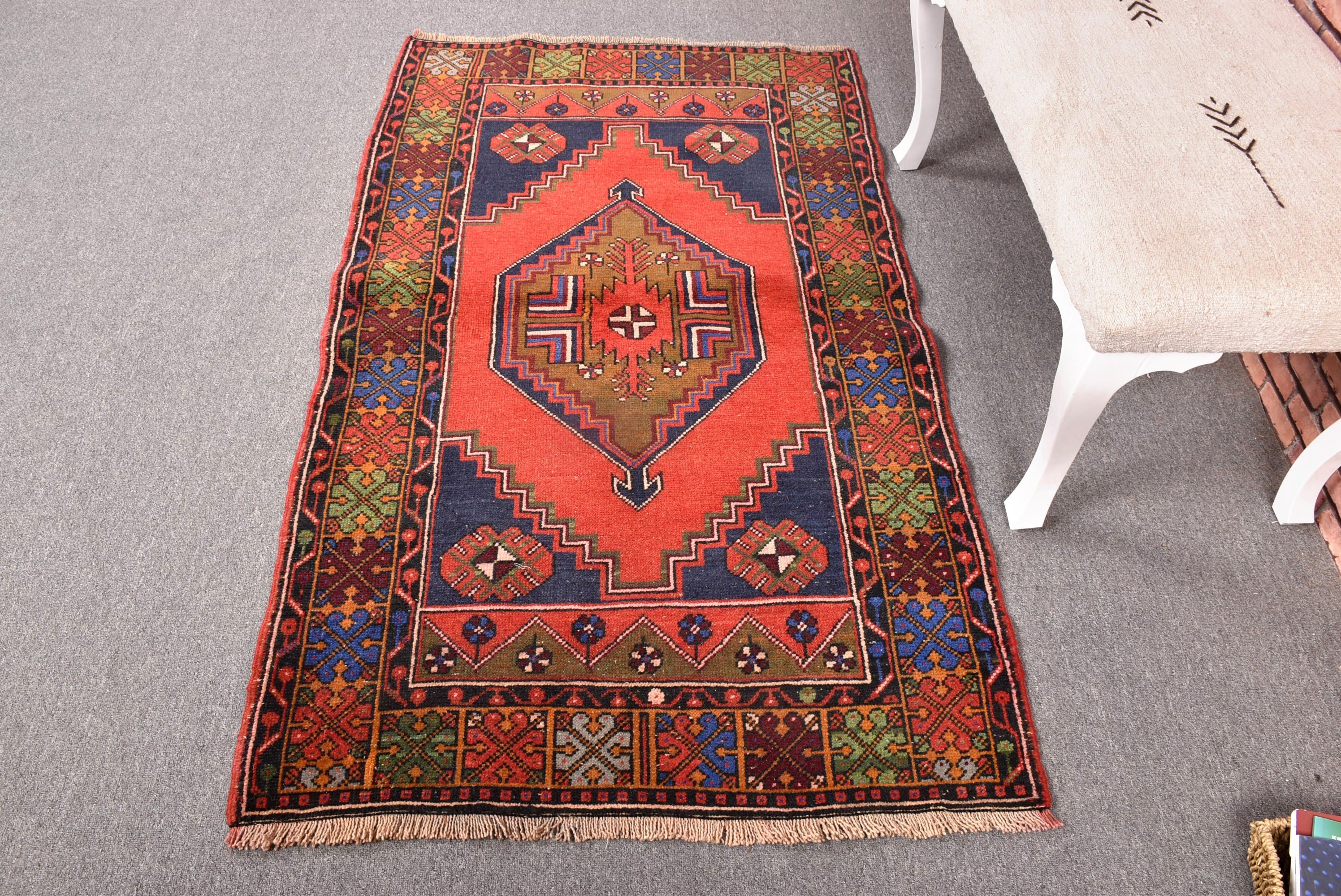 Boho Accent Rugs, Red Handwoven Rug, Vintage Rug, Bedroom Rug, Oushak Rug, 3.2x5.3 ft Accent Rug, Vintage Accent Rugs, Turkish Rug