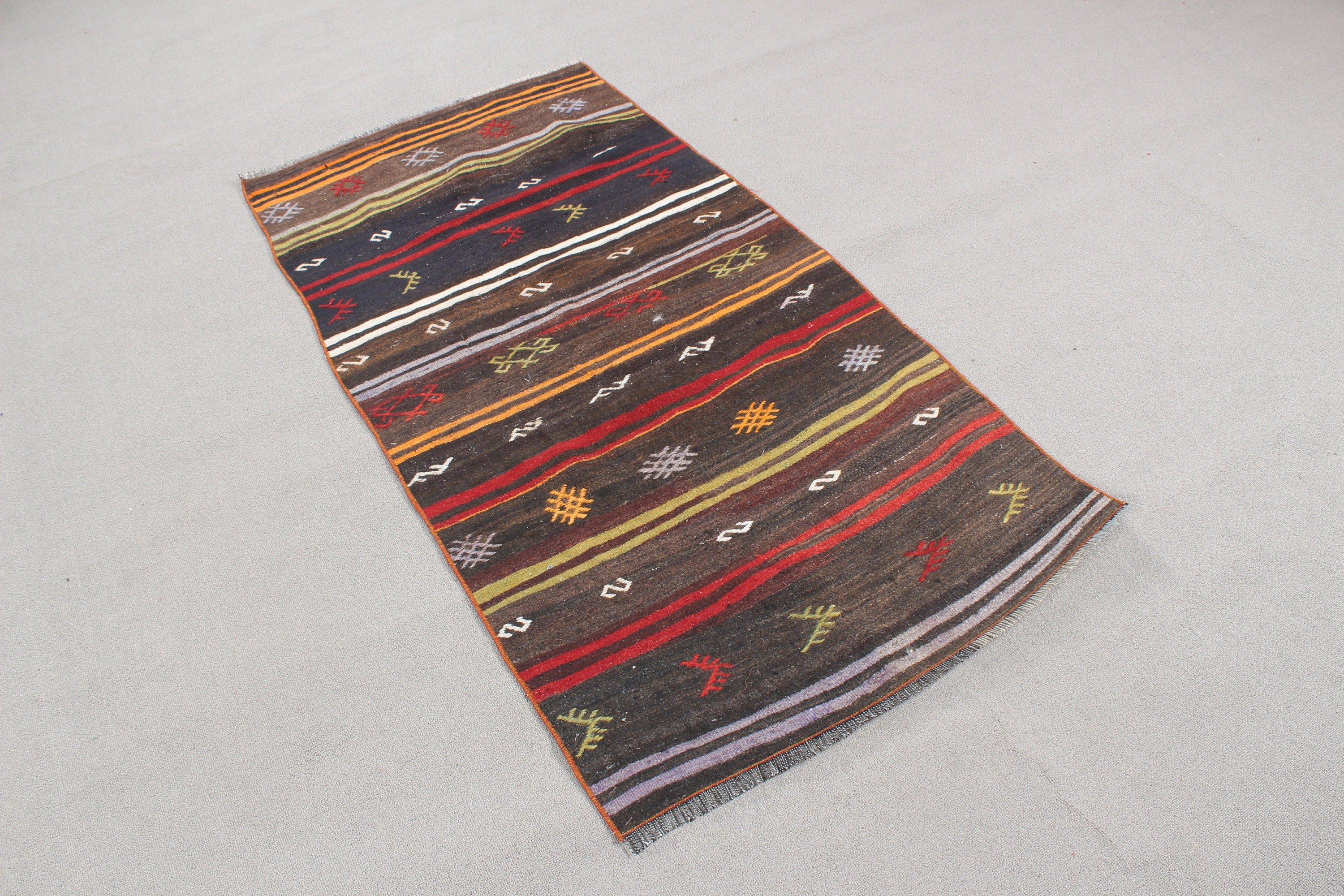 2.6x5.2 ft Küçük Halılar, Vintage Halılar, Küçük Alan Halıları, Siyah Geometrik Halı, Kilim, Hindi Halısı, Türk Halıları, Ev Dekorasyonu Halıları, Boho Halıları