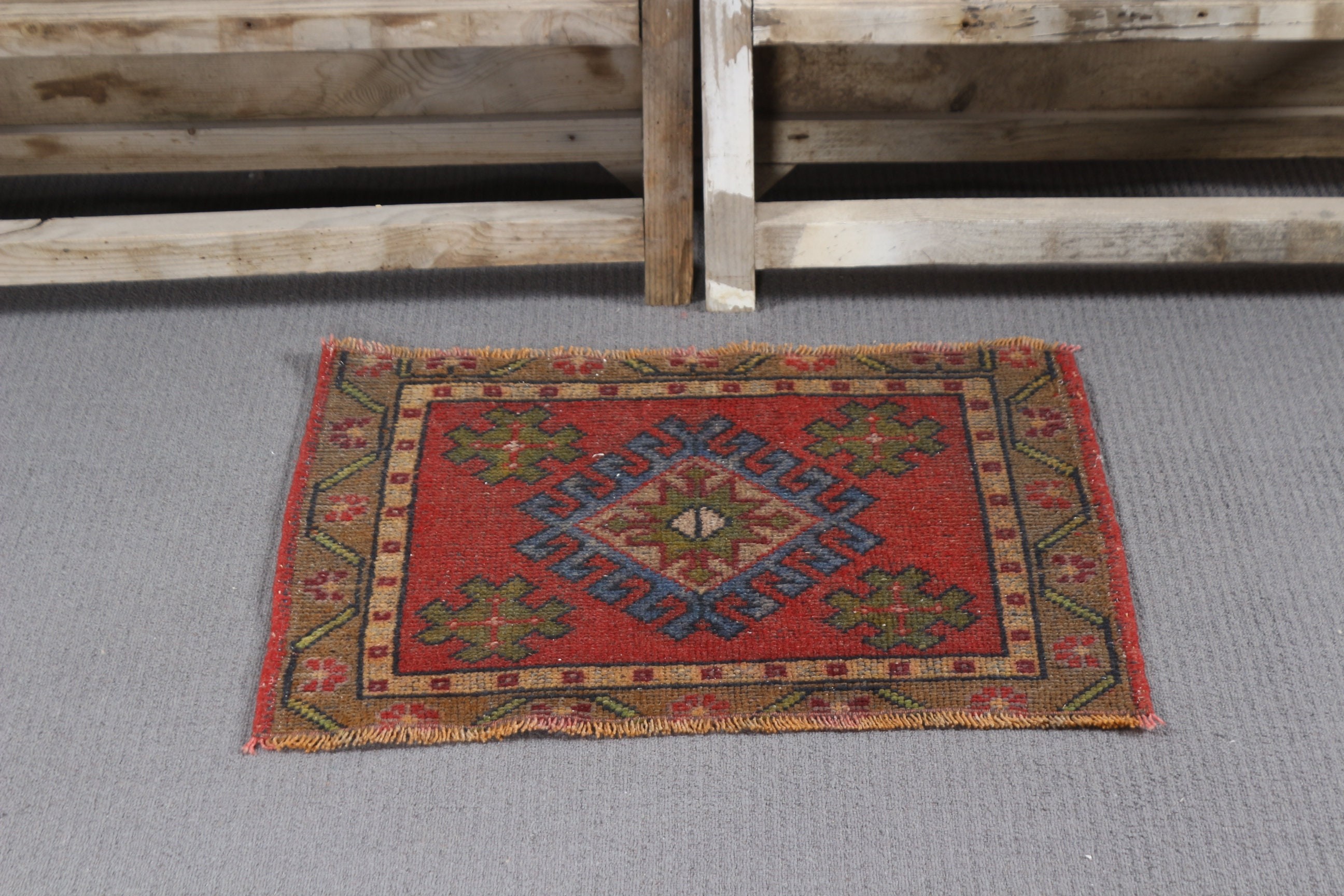 Vintage Rug, Bathroom Rug, Red Kitchen Rug, 1.8x2.2 ft Small Rug, Turkish Rug, Door Mat Rug, Cool Rugs, Rugs for Entry, Kitchen Rugs