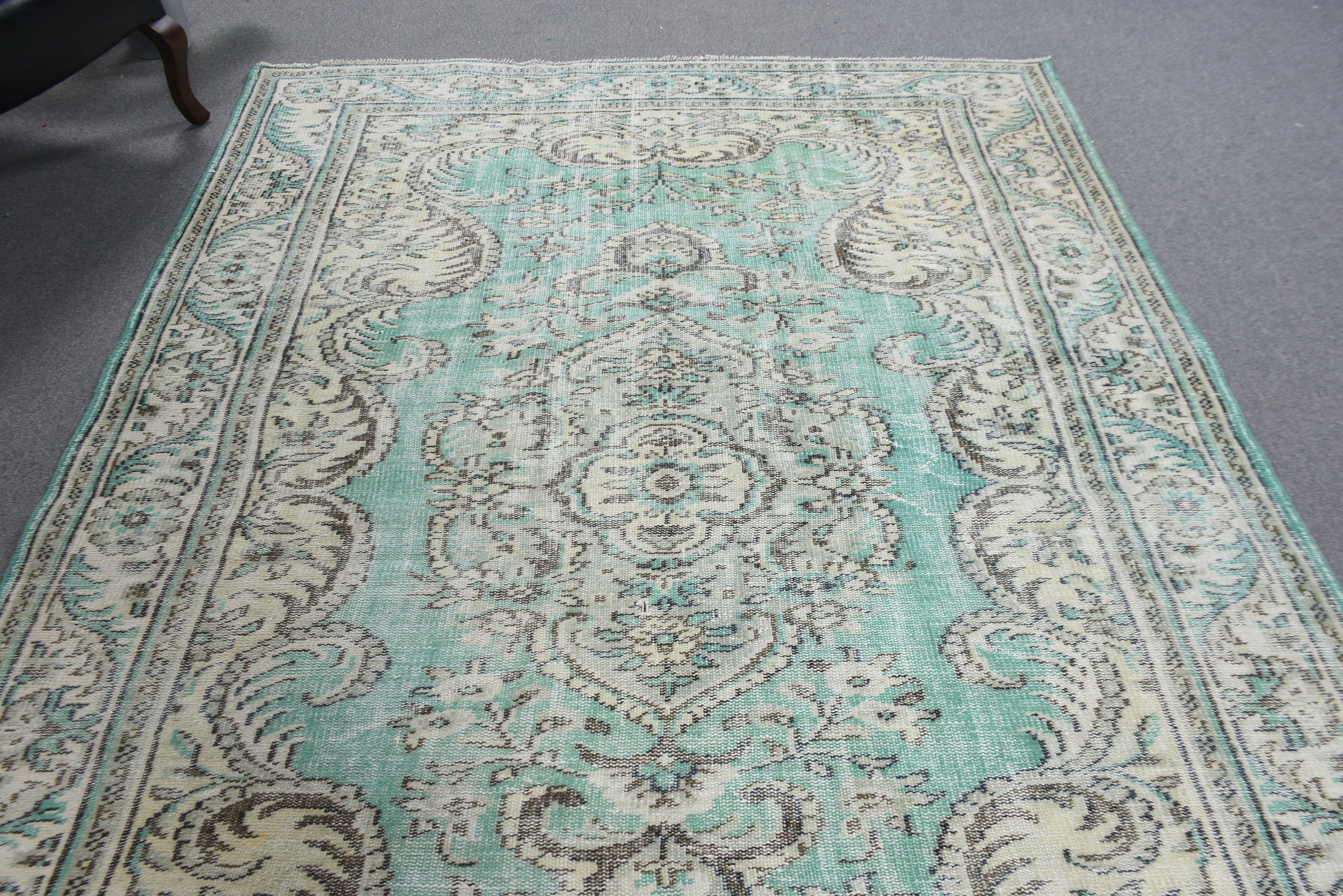 Oturma Odası Halısı, Büyük Boho Halısı, 5.4x9.6 ft Büyük Halısı, Oushak Halıları, Türk Halıları, Antika Halıları, Mavi Anadolu Halıları, Vintage Halı, Aztek Halısı